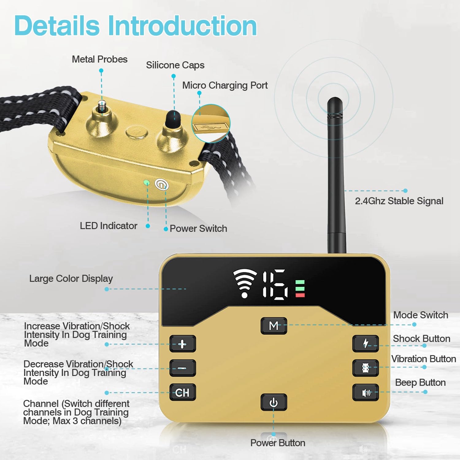 Wireless Dog Fence, 2-in-1 Electric Dog Fence System for 2 Dogs with Training Collar & Remote, IP65 Waterproof, 2024 Safety Pets