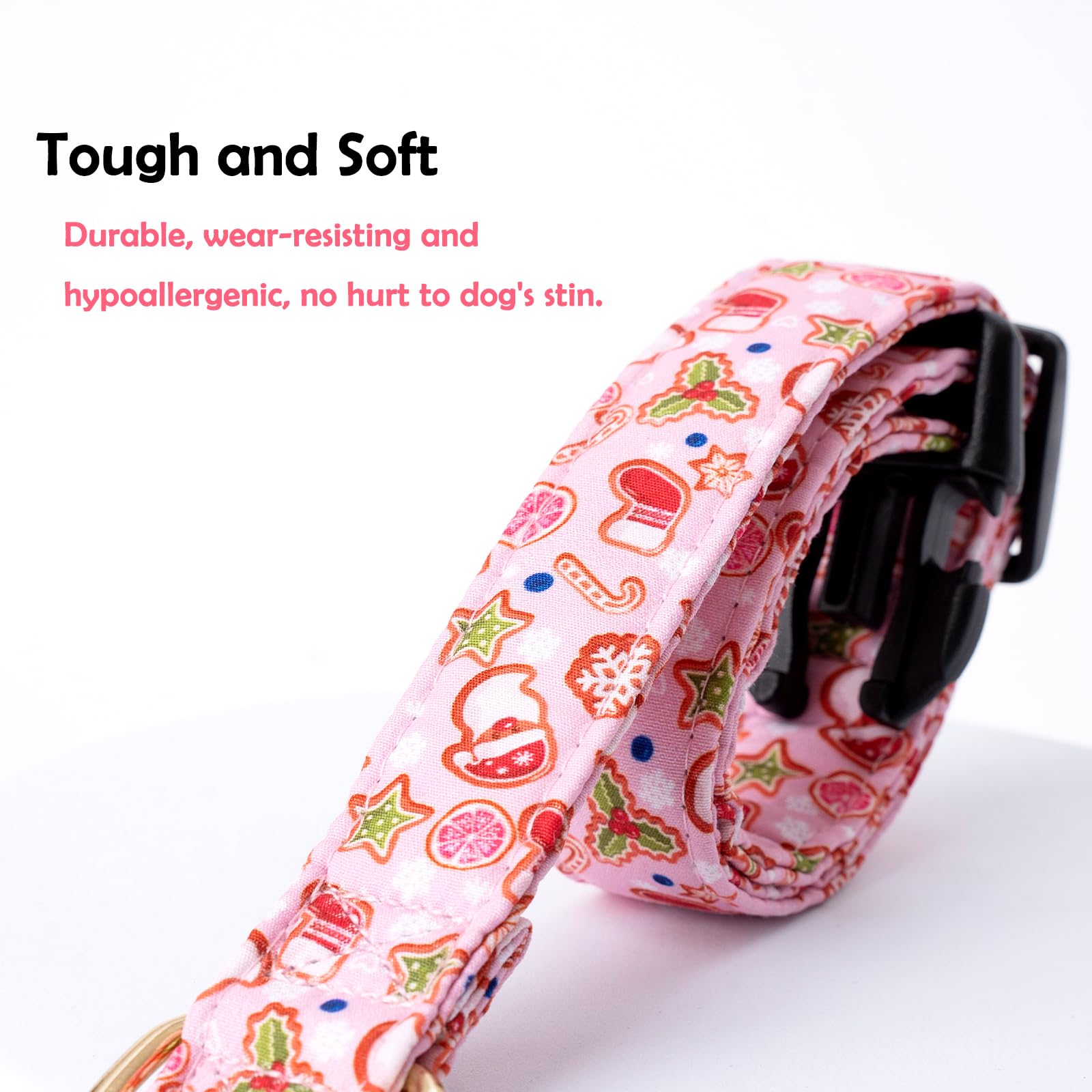 Faygarsle Pink Dog Collar Christmas Design Christmas Theme Pattern For Small Medium Large Dogs Collar Cute Stylish Girl Boy Christmas Dog Collar S