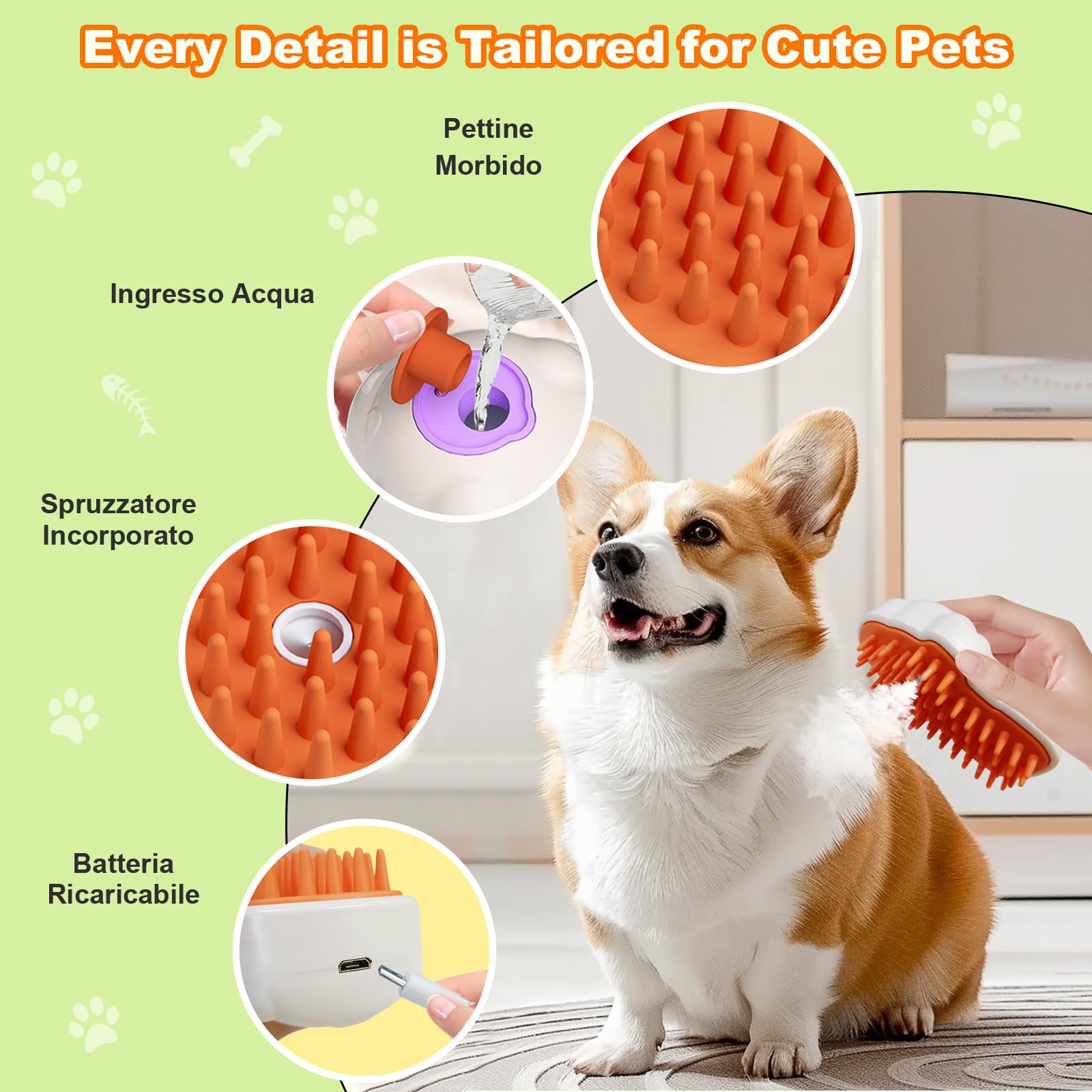 Steam Brush For Cats, Cat Steam Brush For Shedding, Rechargeable 3 In 1 Pet Brush For Dog And Cat, Cat Grooming Brush For Clean