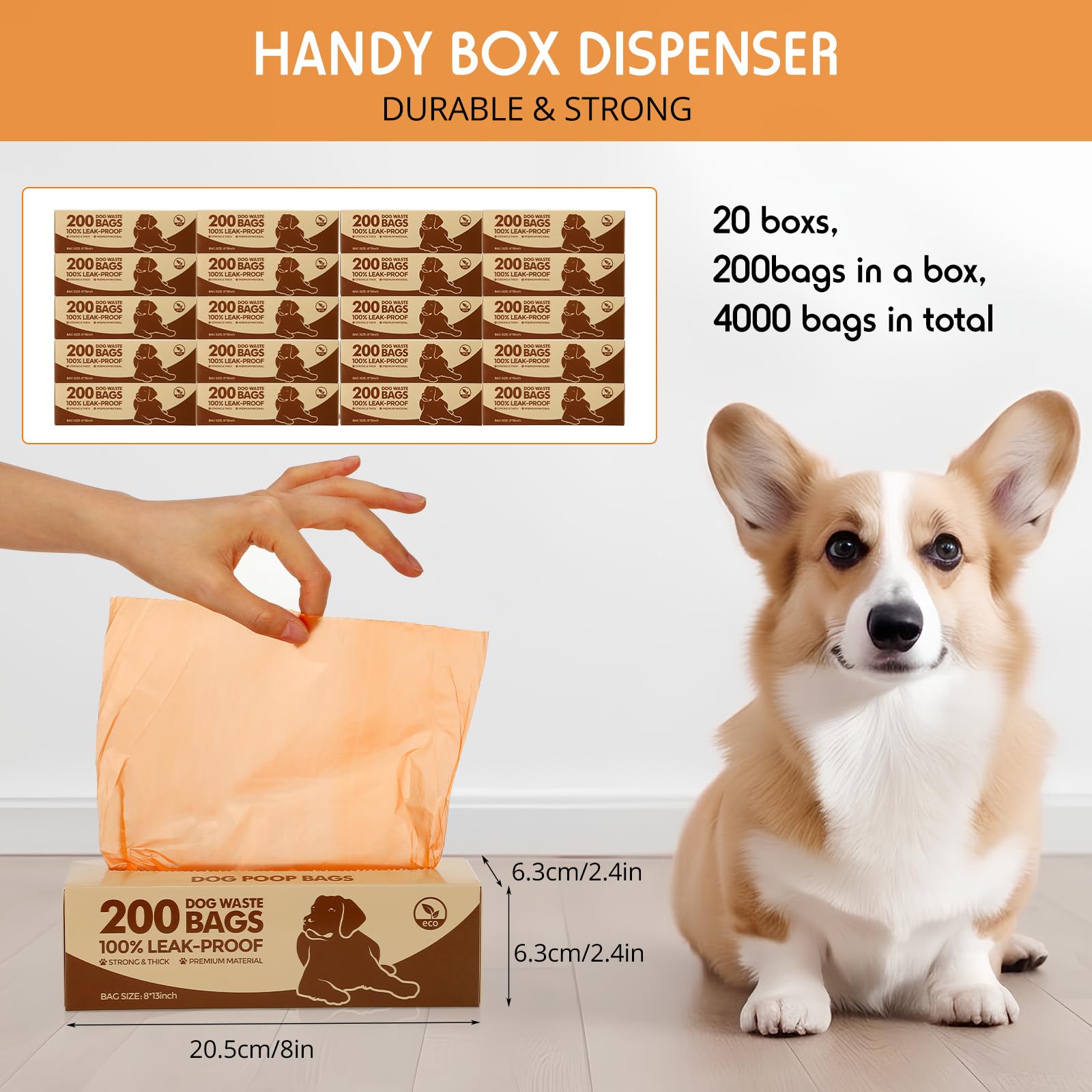 Sherr 20 Boxed Rolls 4000 Counts Dog Poop Bags Bulk Leak Proof Dog Waste Bags Universal Pet Doggy Waste Poop Box For Puppy Pets