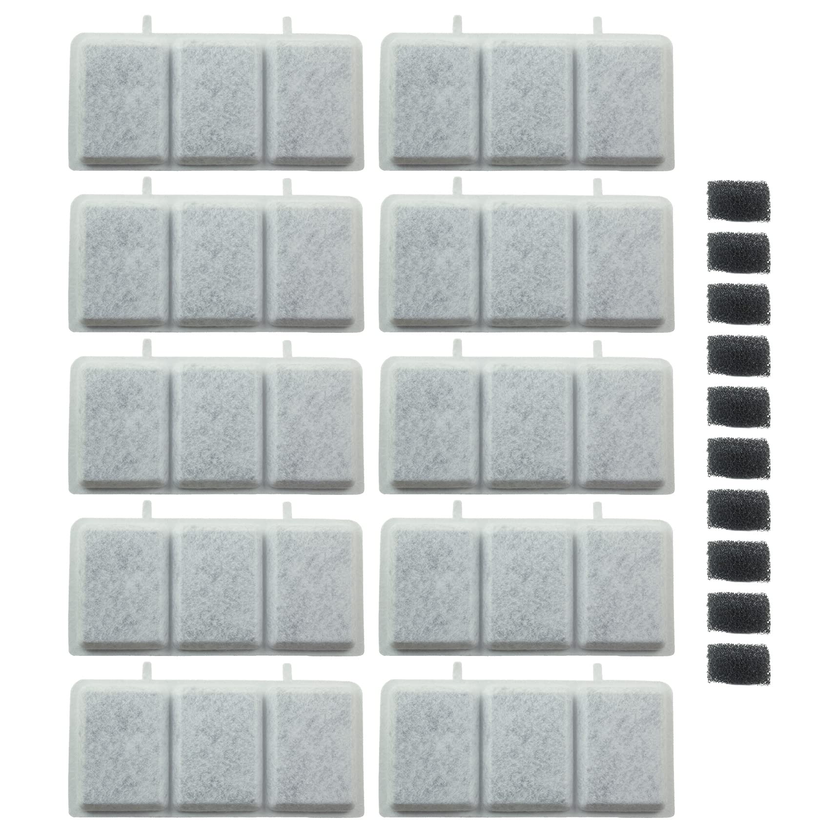 Pet Standard Replacement Water Filter & 10 Pack Replacement Pre-Filter Sponges Compatible With Petory® 74Oz/2.2L Automatic Pet Fountain, Pack Of 10