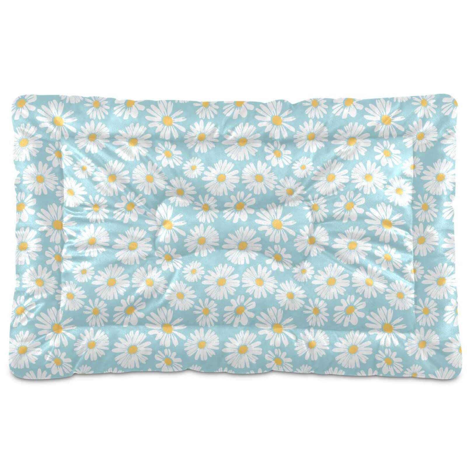 Daisy Flower Dog Cat Bed Washable Crate Pet Bed Anti-Slip Comfortable Puppy Kennel Bed For Large Medium Small Dogs Cat, 18 X 24 