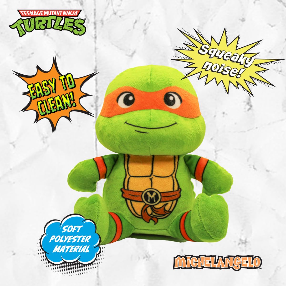 Design Lab, Inc. Teenage Mutant Ninja Turtle Official Merchandise | Tmnt Toys | Squeaky Plush Dog Toy | Michelangelo | Great For