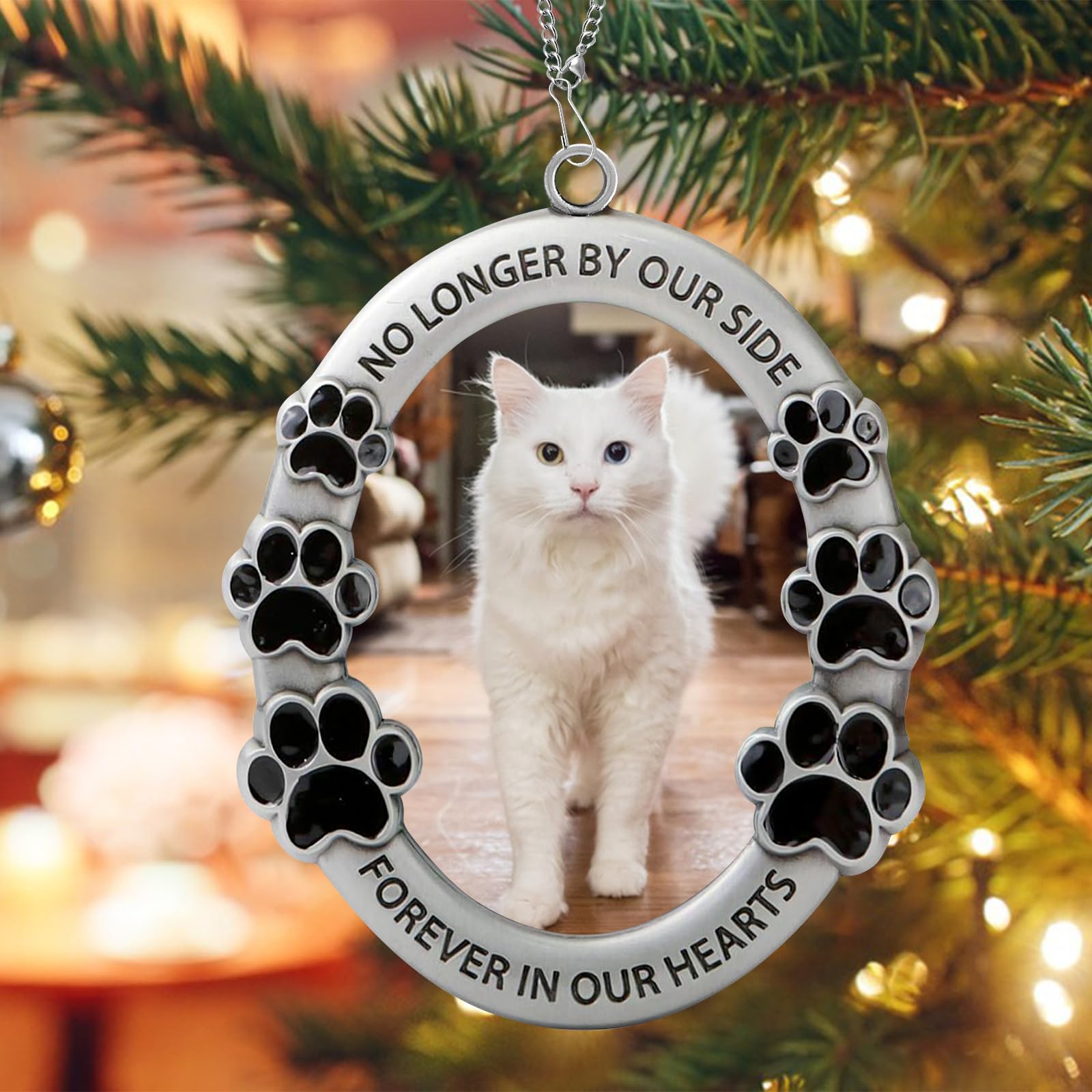 Pet Memorial Car Hanging Ornament - Photo Frame For Rearview Mirror Decor, Tribute To Lost Pet, Forever In Our Hearts Keepsake C