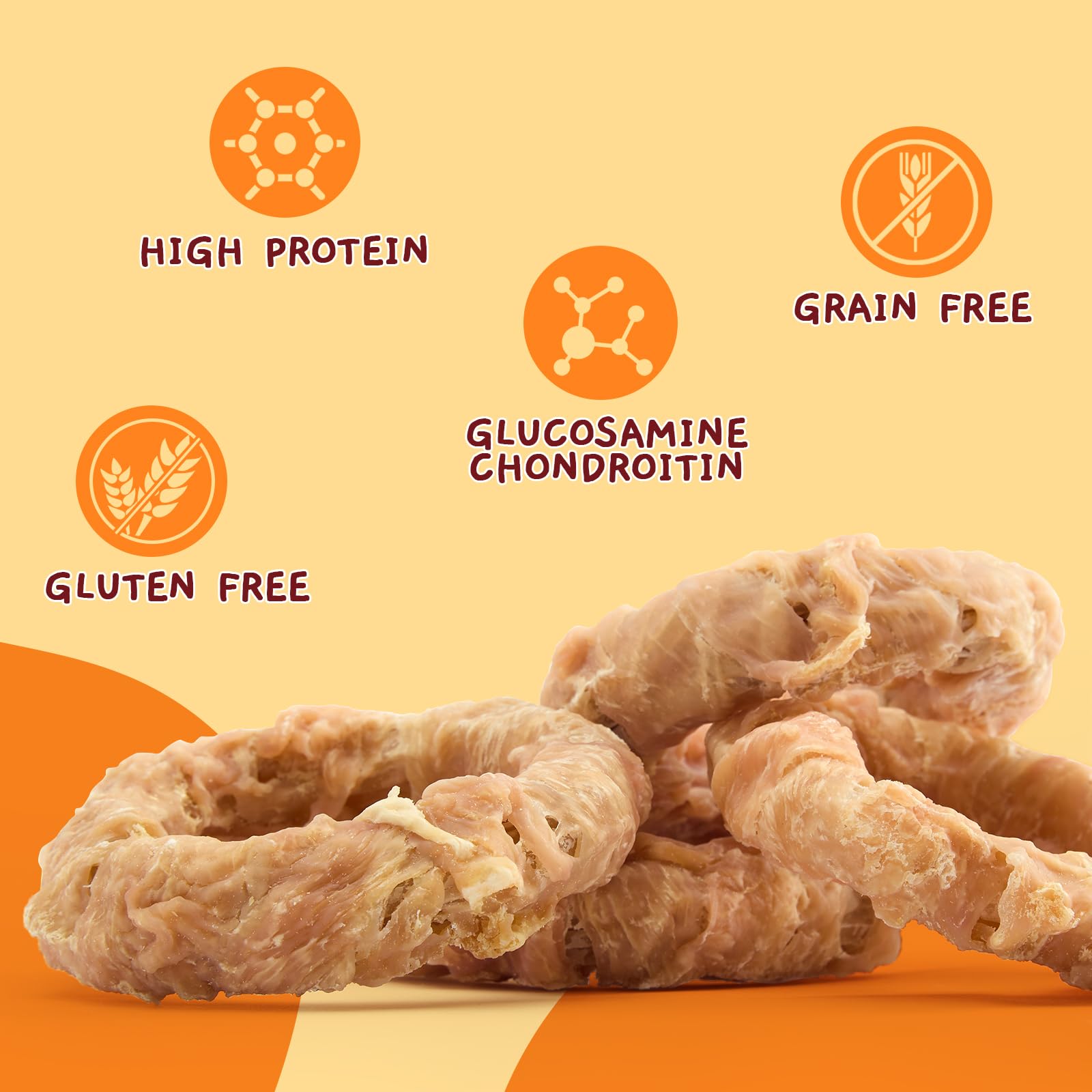 Jungle Calling Beef Tendons for Adult Dogs, Chicken Wrapped Tendons Dog Chews Long Lasting Hip and Joint Supplement for Dogs wit