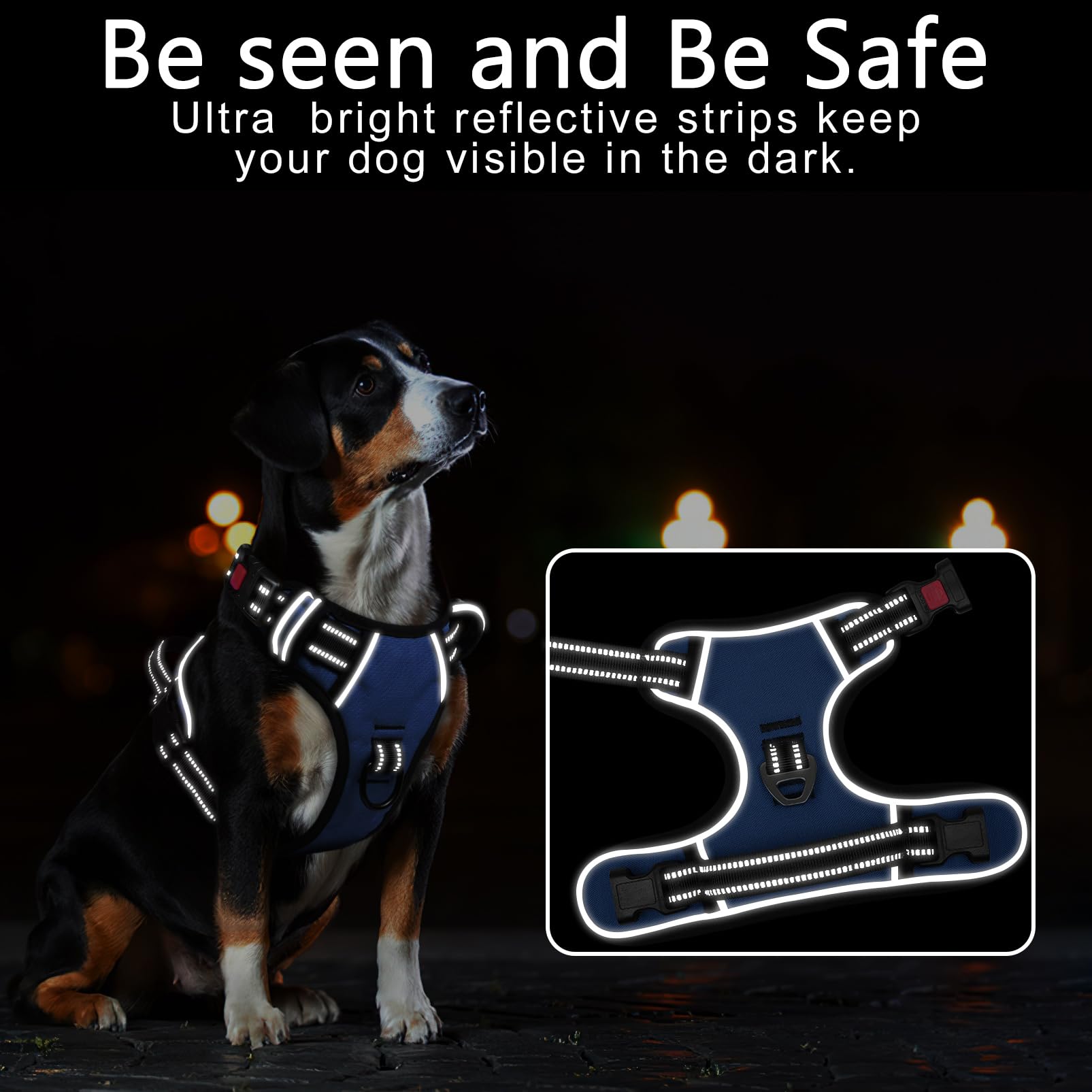 Timos Dog Harness for Medium Dogs, No Pull Service Vest with Reflective Strips and Control Handle,No Choke Dog Harness with 2 Me