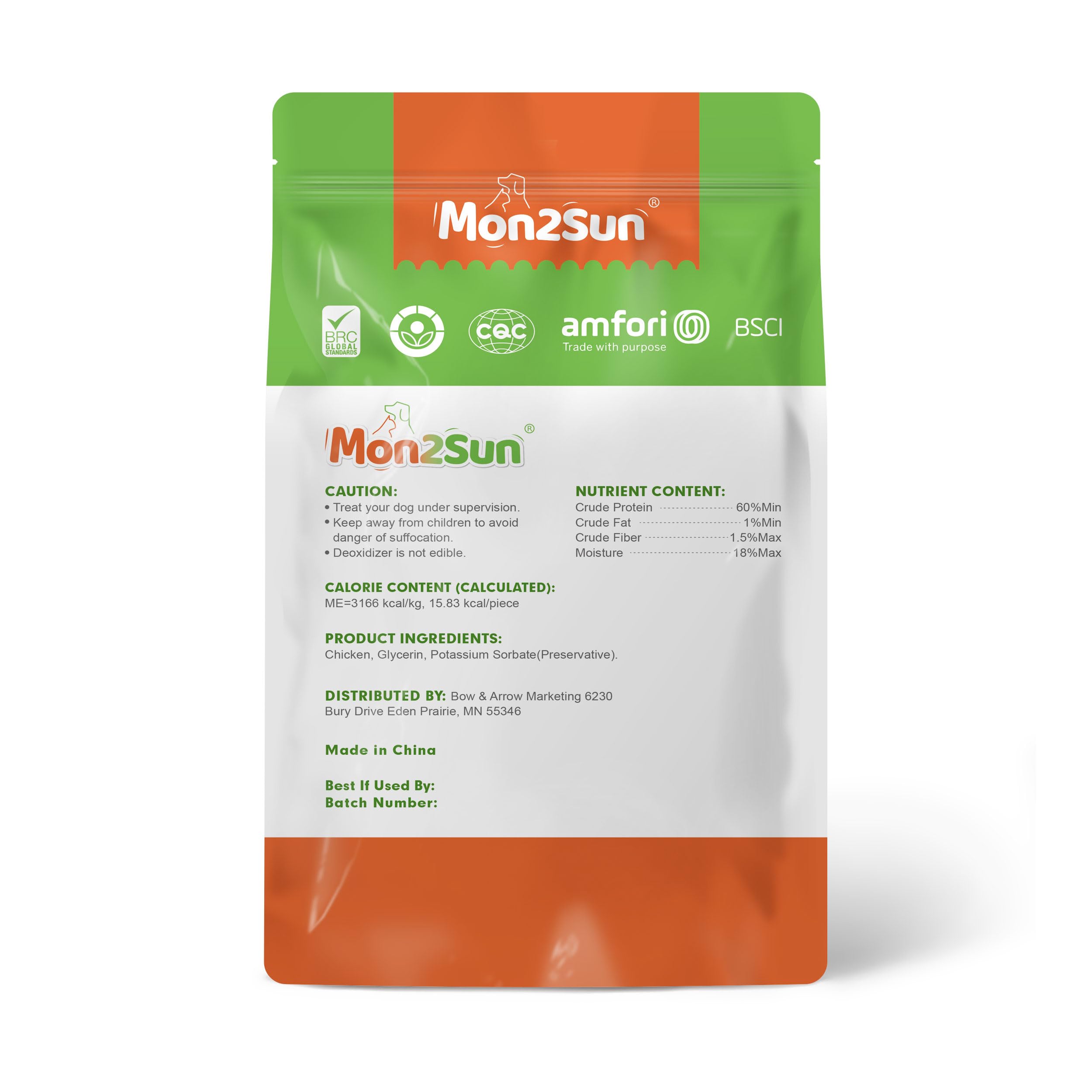 MON2SUN Dog Treats, Chicken Jerky Strips for Small Dogs, High Protein & Grain Free Snacks, Easy to Digest Training Treats (Chick