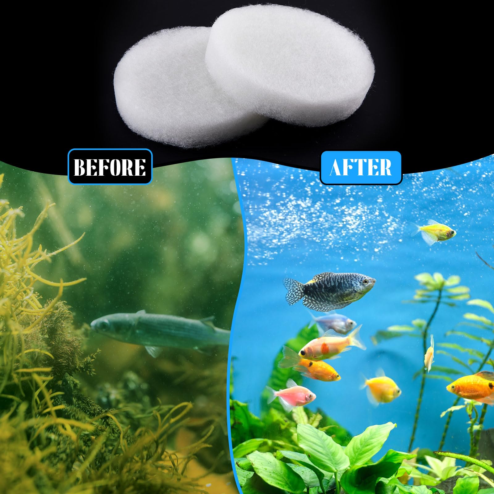 Tranqun 24 Pcs Fine Filter Water Polishing Pad Compatible With Fluval Fx4, Fx5, Fx6 Quick Clear Filter Media Canister Filter Aqu