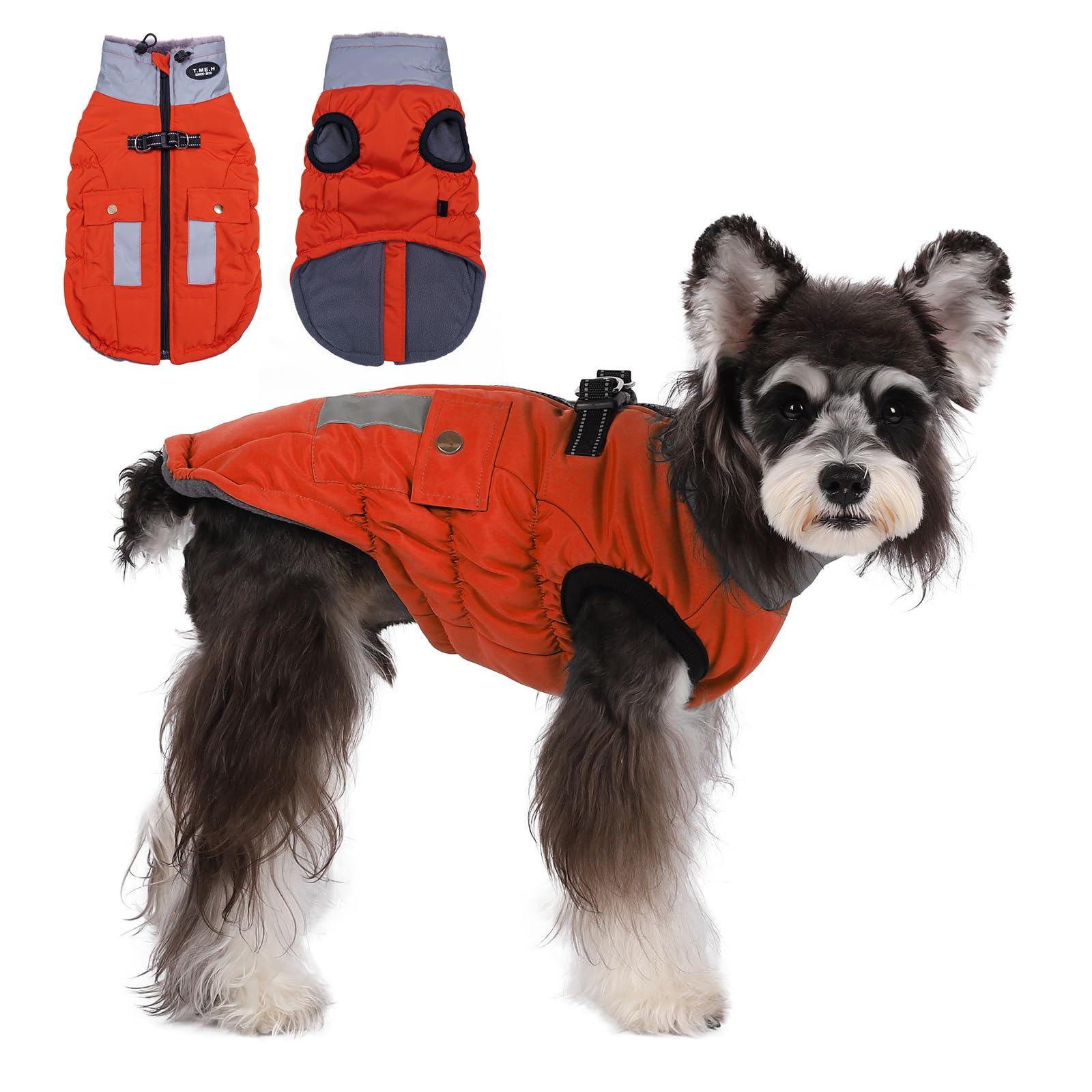 Gyuzh Dog Jacket With Pockets And Faux Fur Collar - Adjustable, Reflective, Waterproof Winter Coats For Small To Large Dogs (X-S
