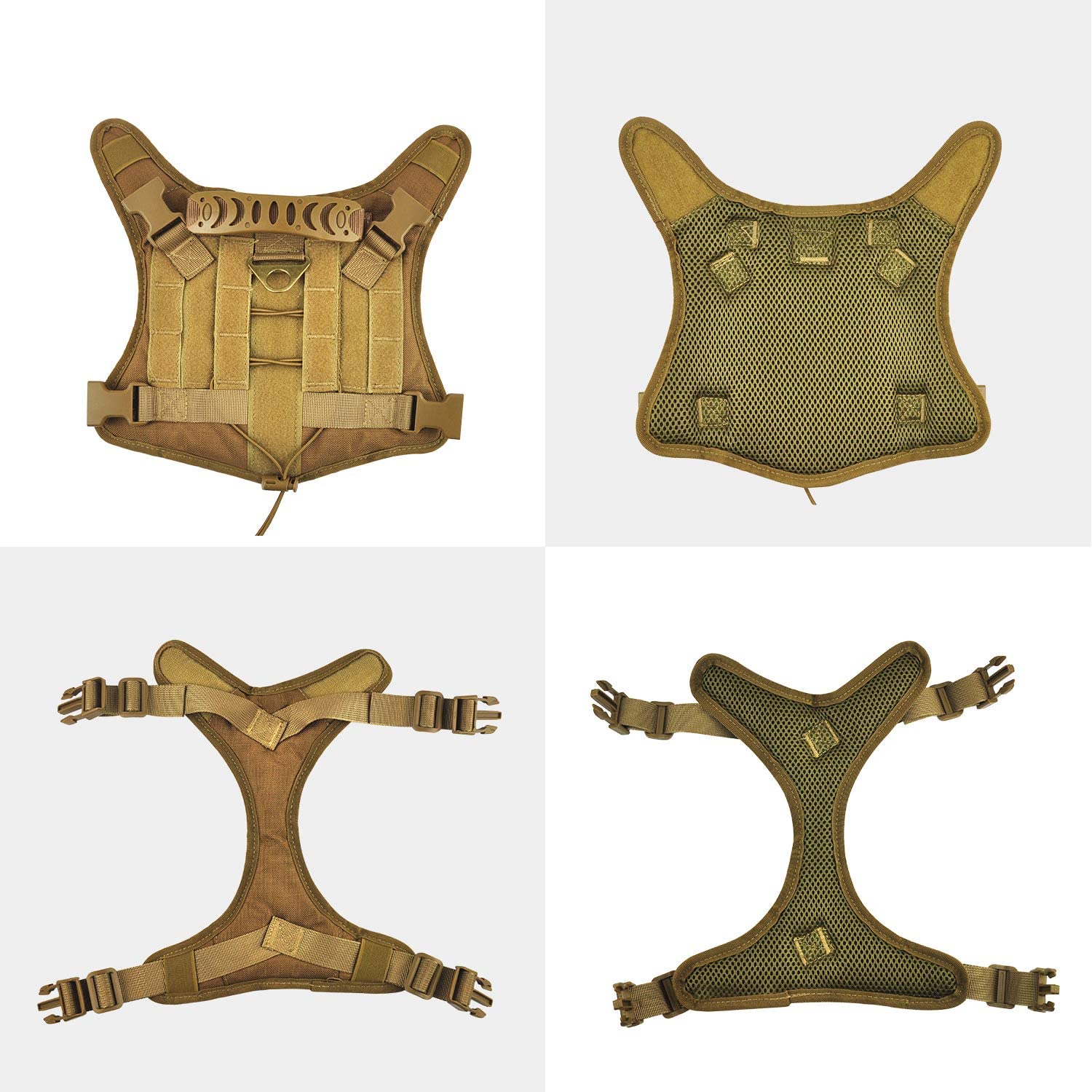 Hanshengday Tactical Service Dog Vest Harness For Medium Large Dog, Military K9 Training Dog Vest With Molle & Loop Panels Adjustable Tactical Dog Vest Harnesses With Handle (S, Khaki)