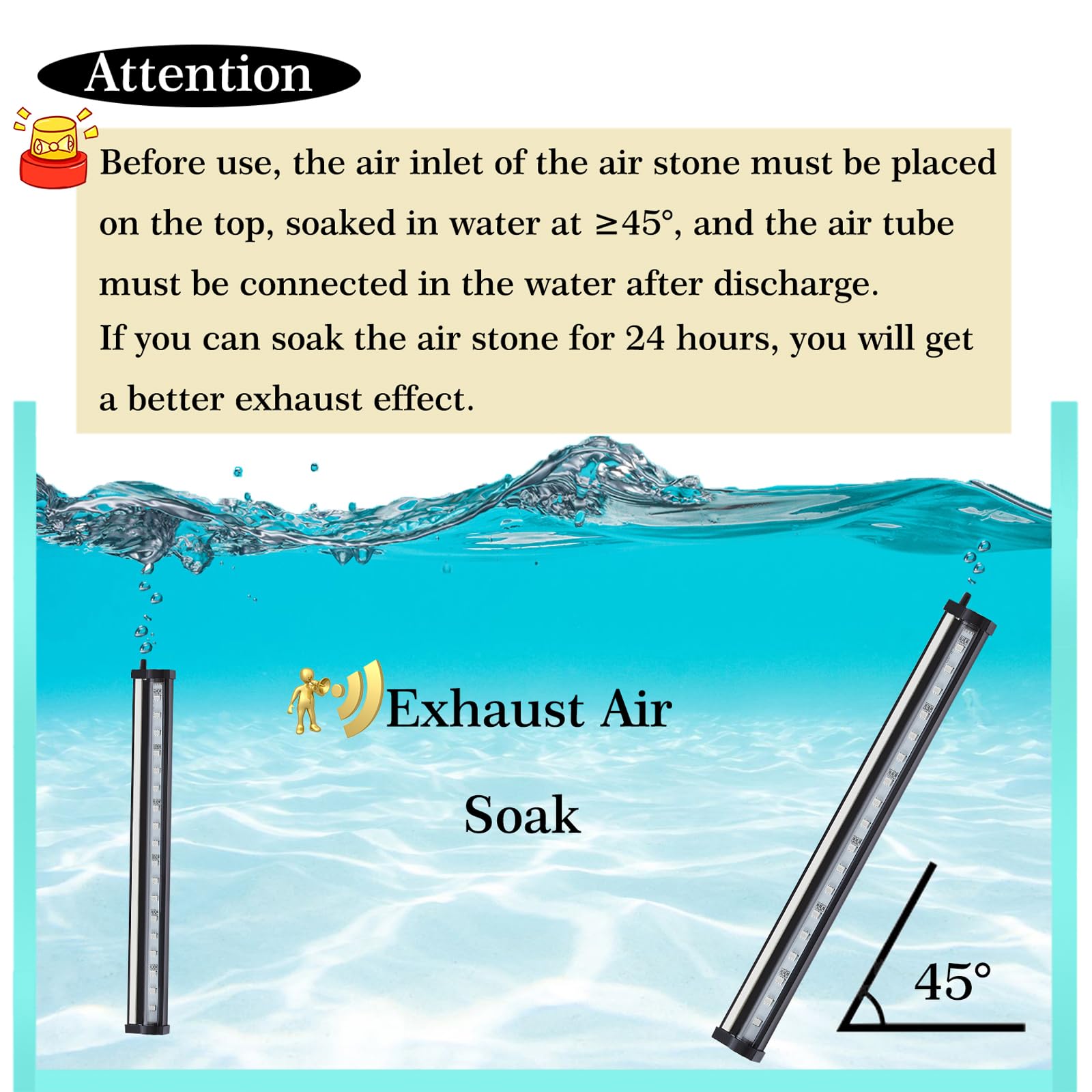 Carefree Fish Aquarium 4/8/12/16/24/40In Led Nanometer Materials Air Stone Strip ? and Tube Fish Tank Oxygen Stone Bubble Wall R