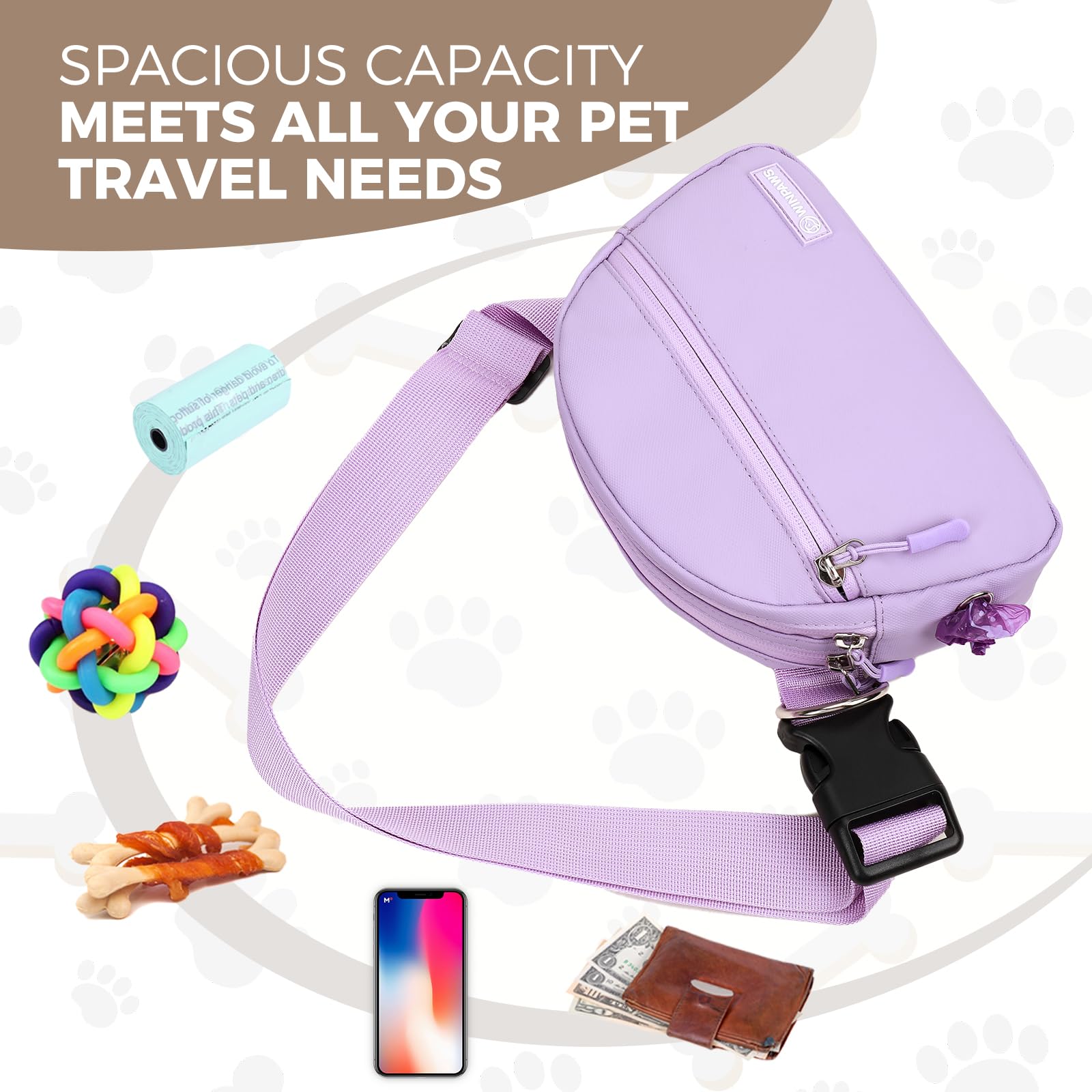WINPAWS Dog Treat Pouch Pet Training Walking Fanny Pack with Built-in Poop Bag Dispenser & Waste Bag Holder | Stylish Puppy Trai