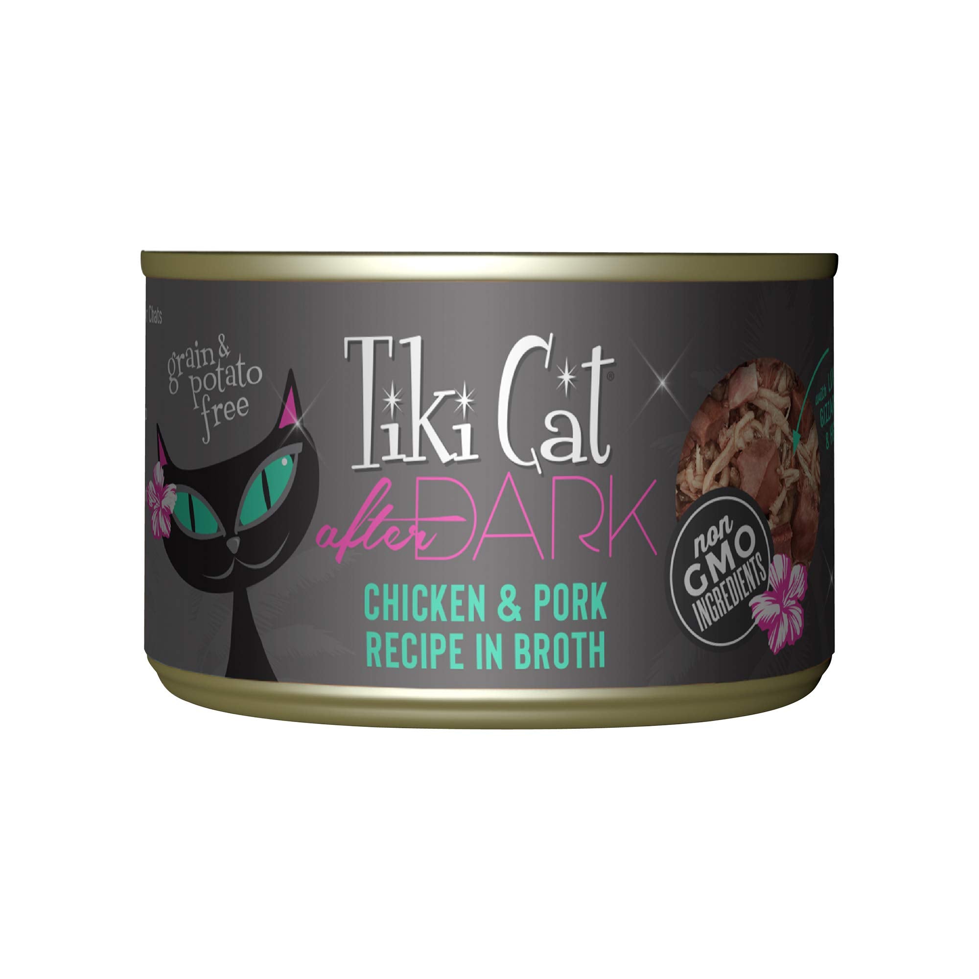 Tiki Cat After Dark, Chicken & Pork, High-Protein and 100% Non-GMO Ingredients, Wet Cat Food for Adult Cats, 5.5 oz. Cans (Pack 