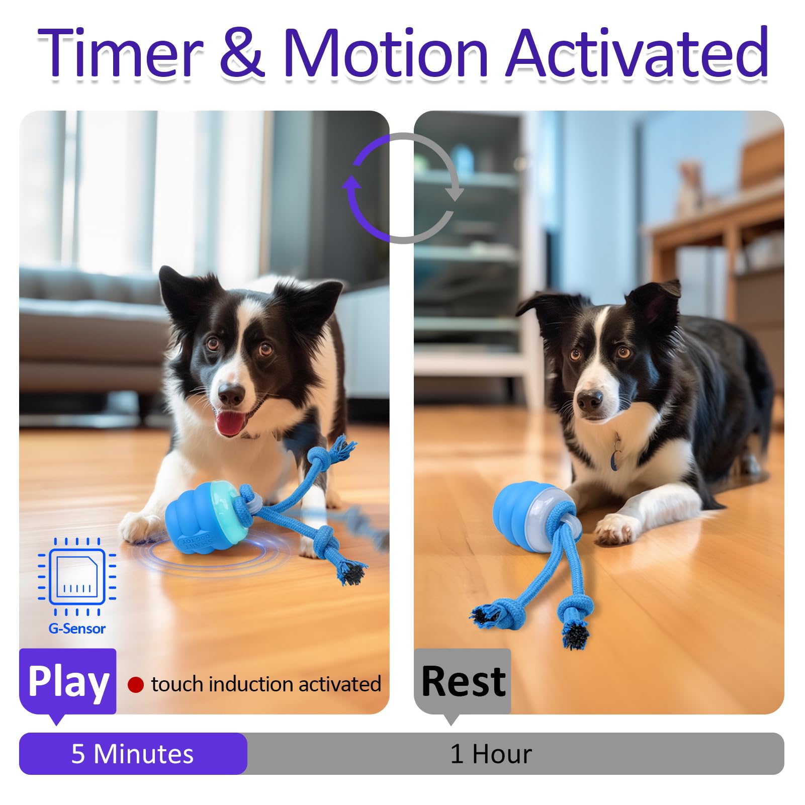 Giociv Interactive Dog Toys With Motion Activated, Squeaky Dog Toy Active Rolling Ball Wicked Ball For Daily Training