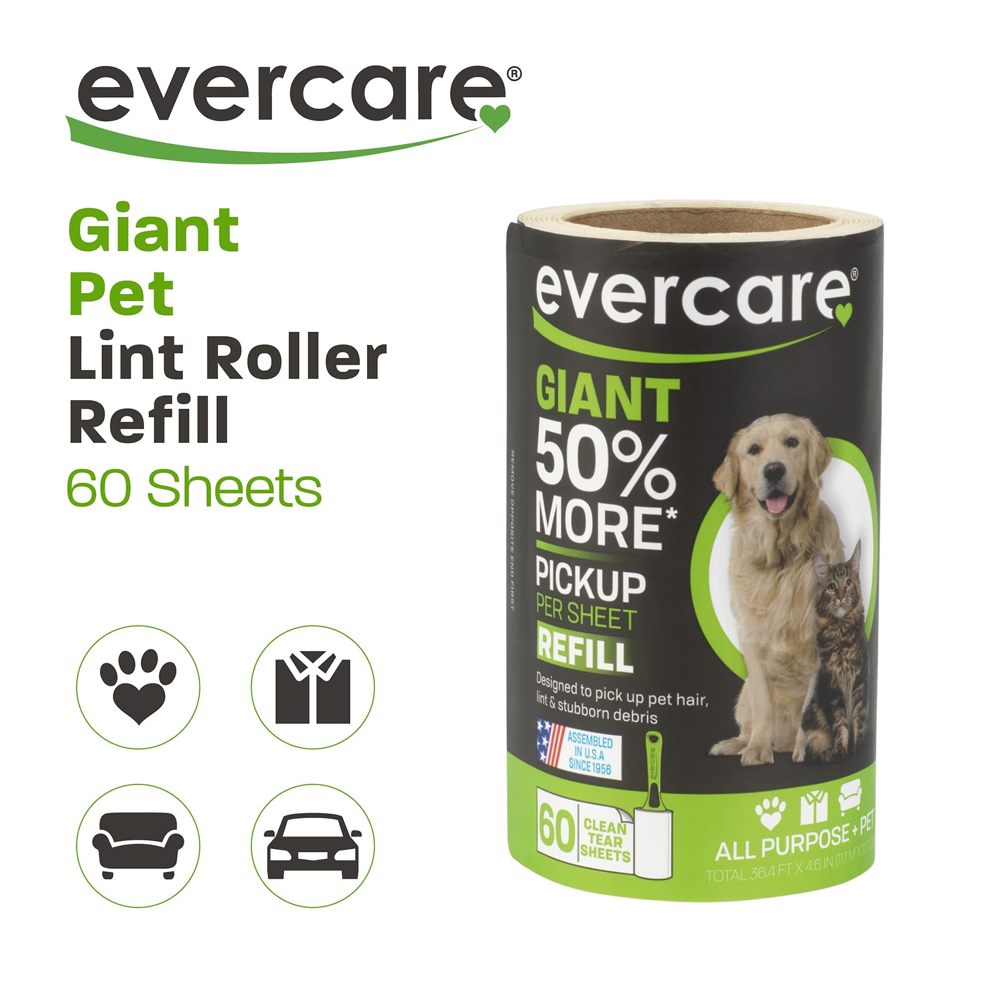 Evercare Pet Bundle Giant Pet Roller Refills - 6 Pack, Dark Green
