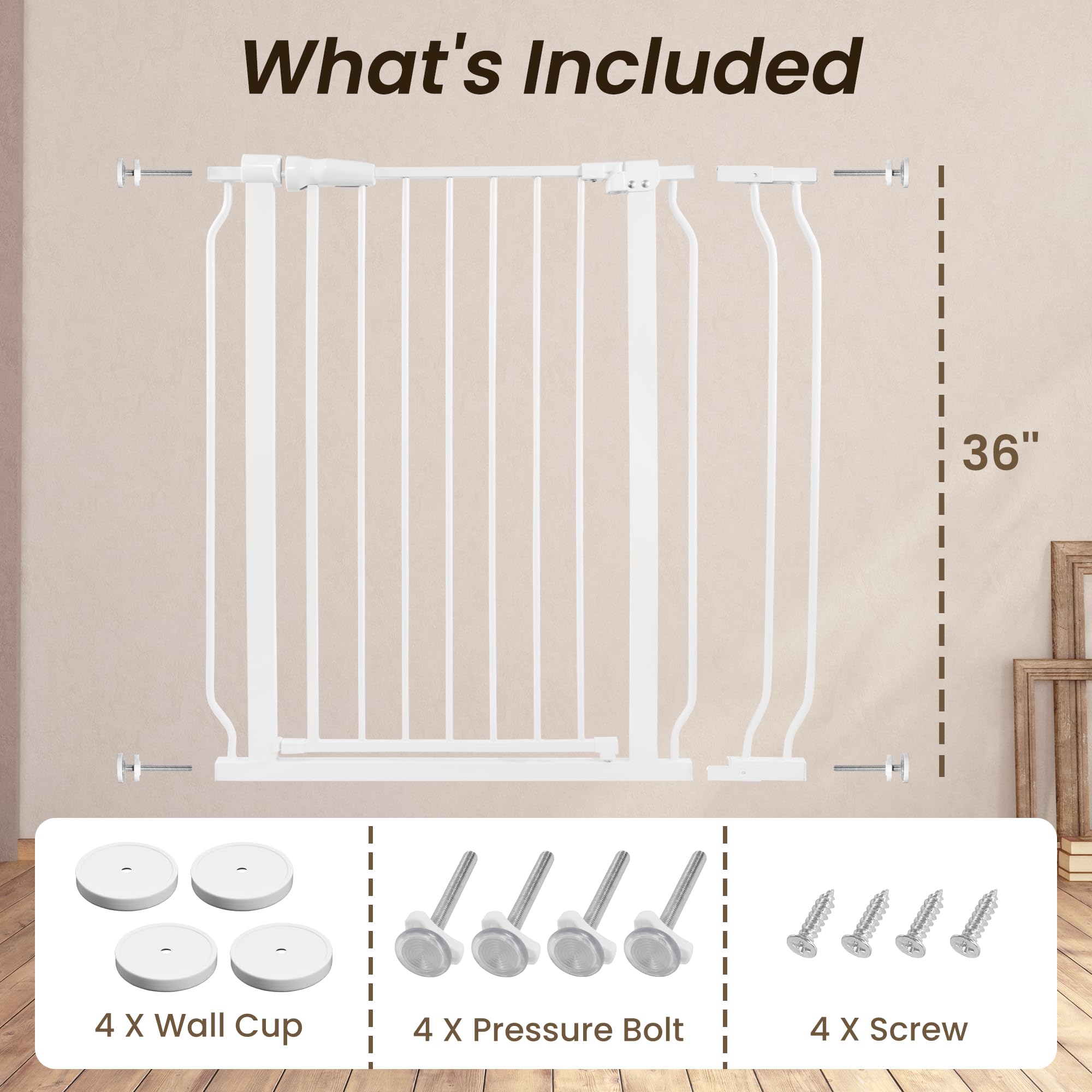 Balancefrom Easy Walk-Thru Safety Gate For Doorways And Stairways With Auto-Close/Hold-Open Features, 36-Inch Tall, Fits 29.1 - 38.5 Inch Openings, White