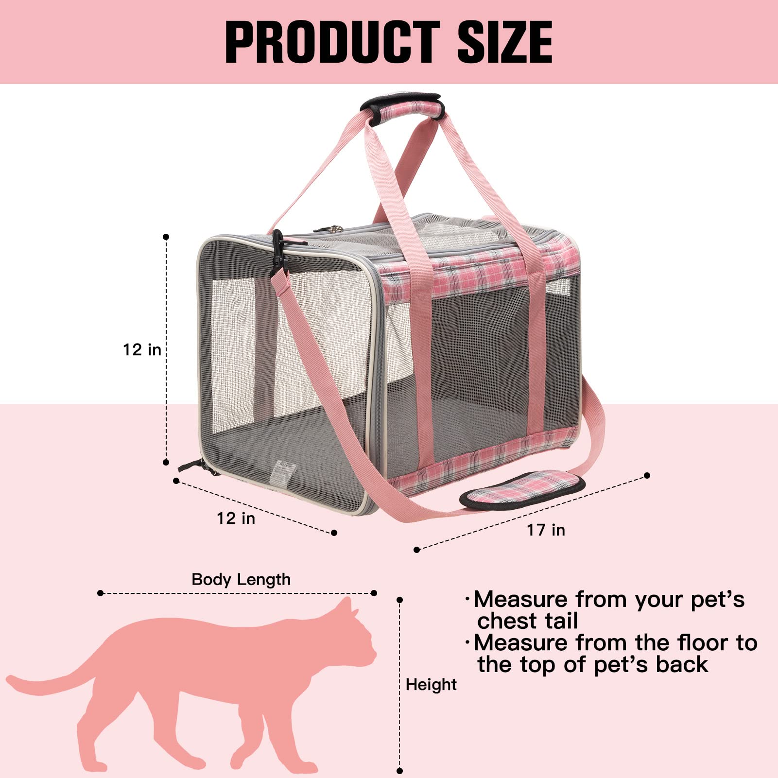 Expawlorer Cat Carrier Large, Soft-Sided Pet Carrier For Cat,Top Load Cat Travel Carriers For Medium Cats Under 25, Airline Approved Pet Bag Carriers Fit 2 Kitties Small Dogs