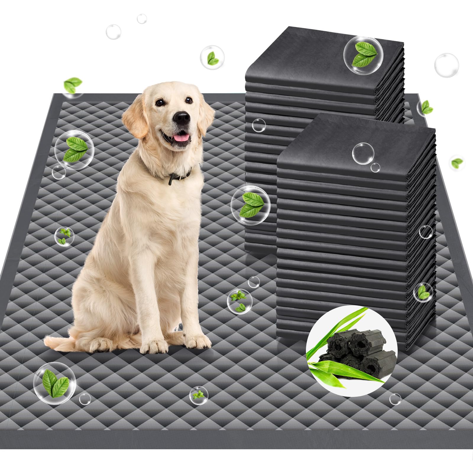 Upgraded Charcoal Puppy Pads, Thicken XXL 36x36 Pee Pads for Dogs, Super Absorbent Up to 12Cup, Odor Control & Leak Proof Dog Tr