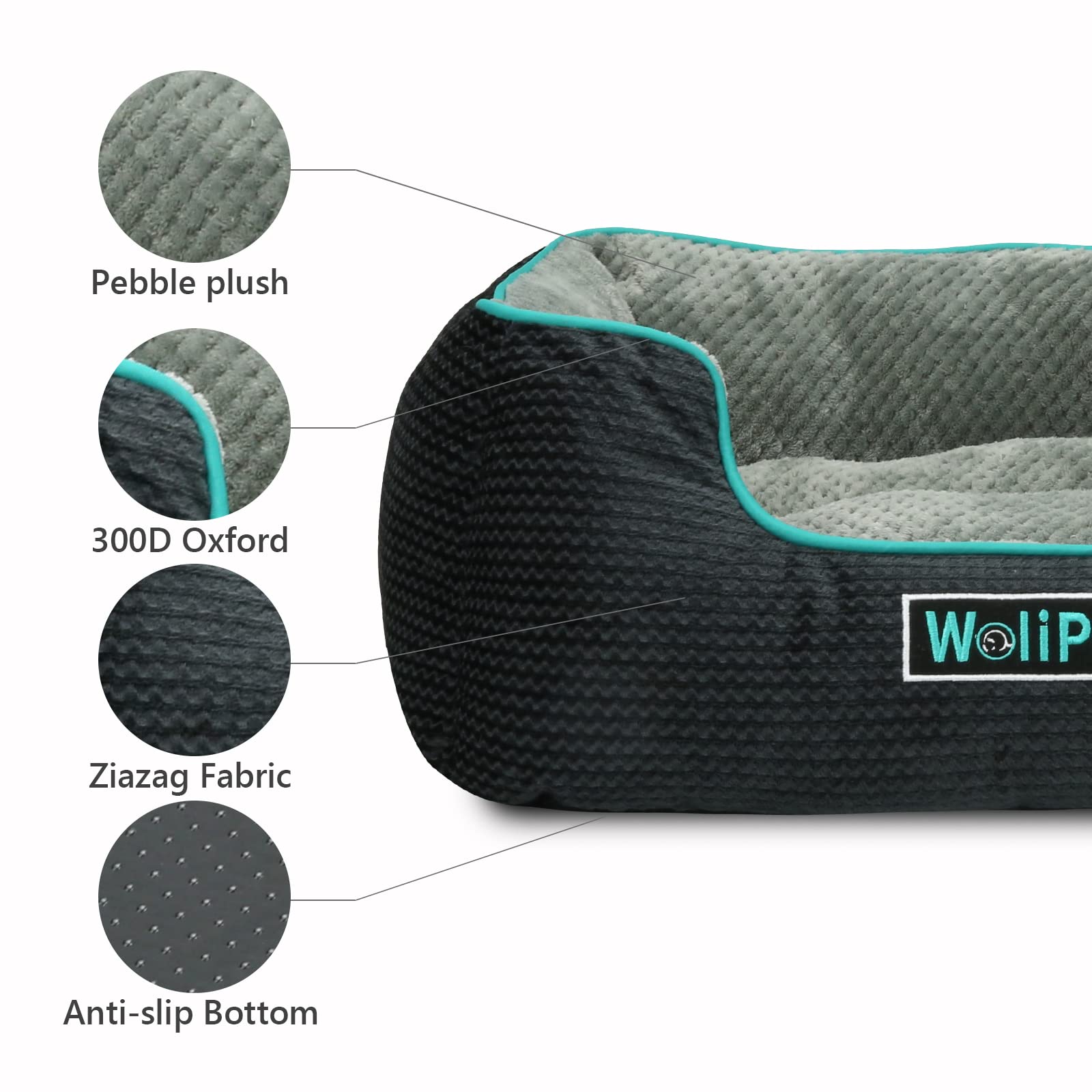 Wolipet Rectangular Dog Bed Pet Sofa Bed For Small And Medium-Sized Cats And Dogs Machine Washable Pet Bed Anti-Slip Bottom(25