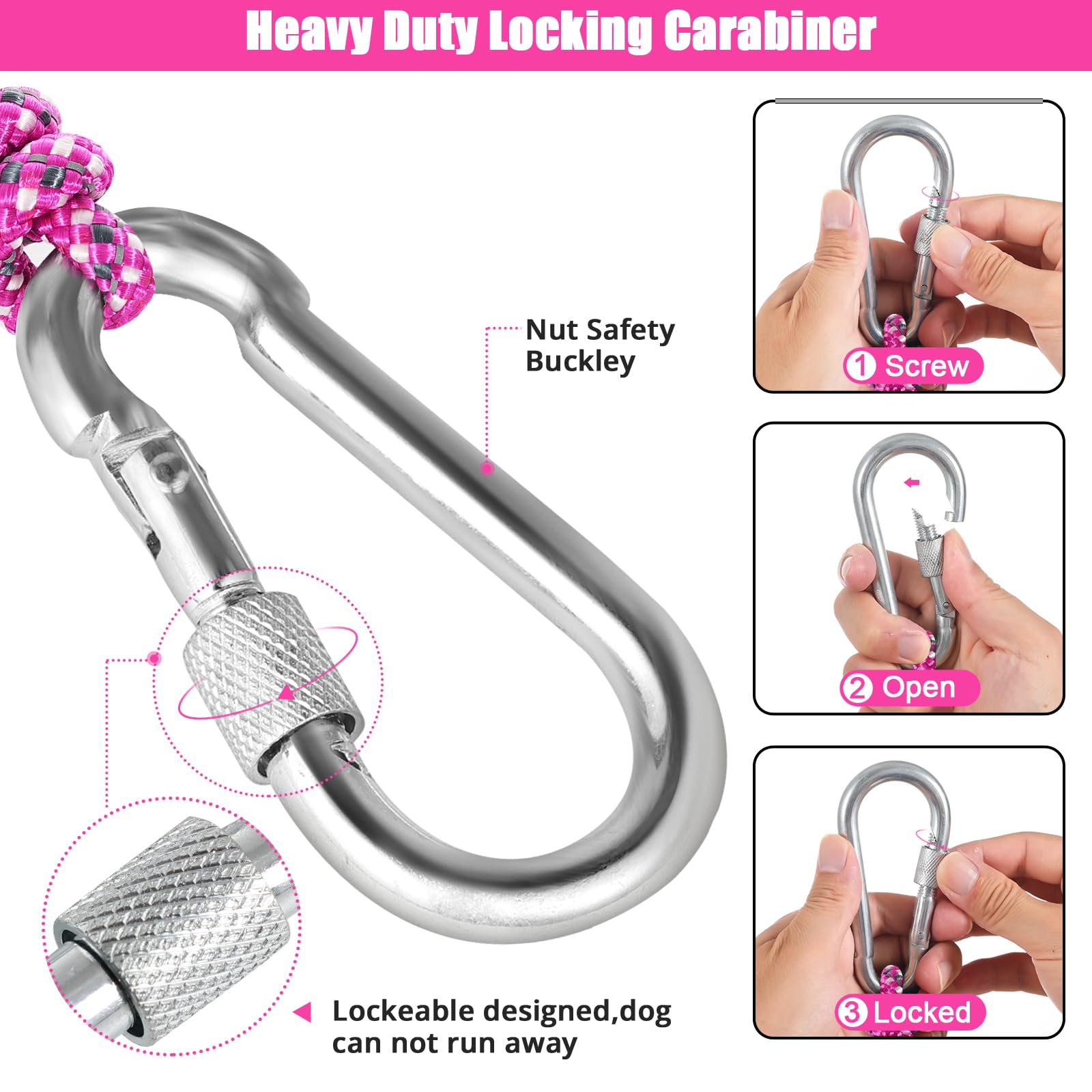 Dog Tie Out Cable for Camping - 50ft Dog Lead Dog Runner for Yard - Portable Trolley System for Large Small Dogs Outside