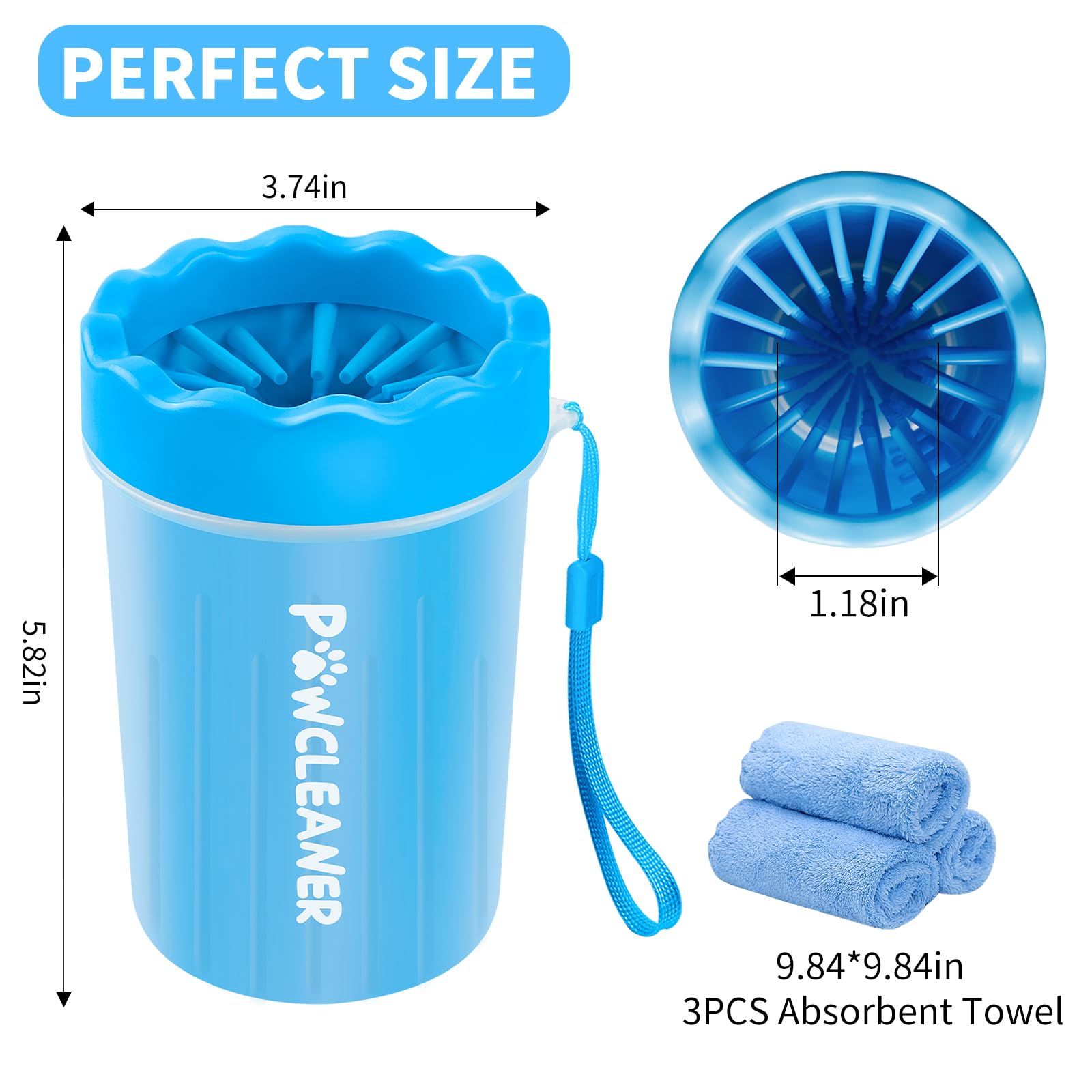 Dog Paw Cleaner, Washer, Buddy Muddy Pet Foot Cleaner For Small Medium Large Breed Dogs/Cats (With 3 Absorbent Towel)