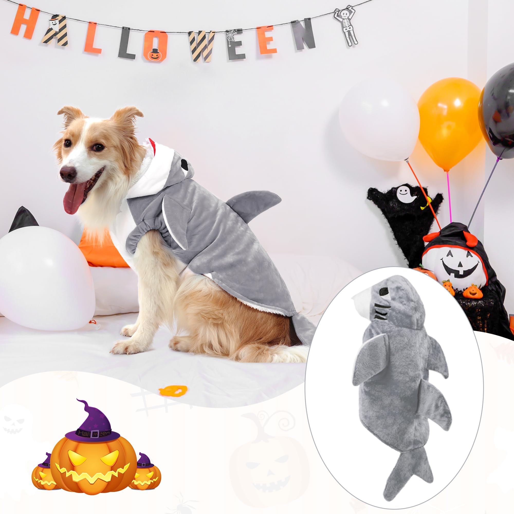 Nacoco Halloween Pet Shark Costume - Dog Cute Clothes Hoodie Cat Warm Outfit Coat Apparel For Small Medium Large Dogs And Cats (