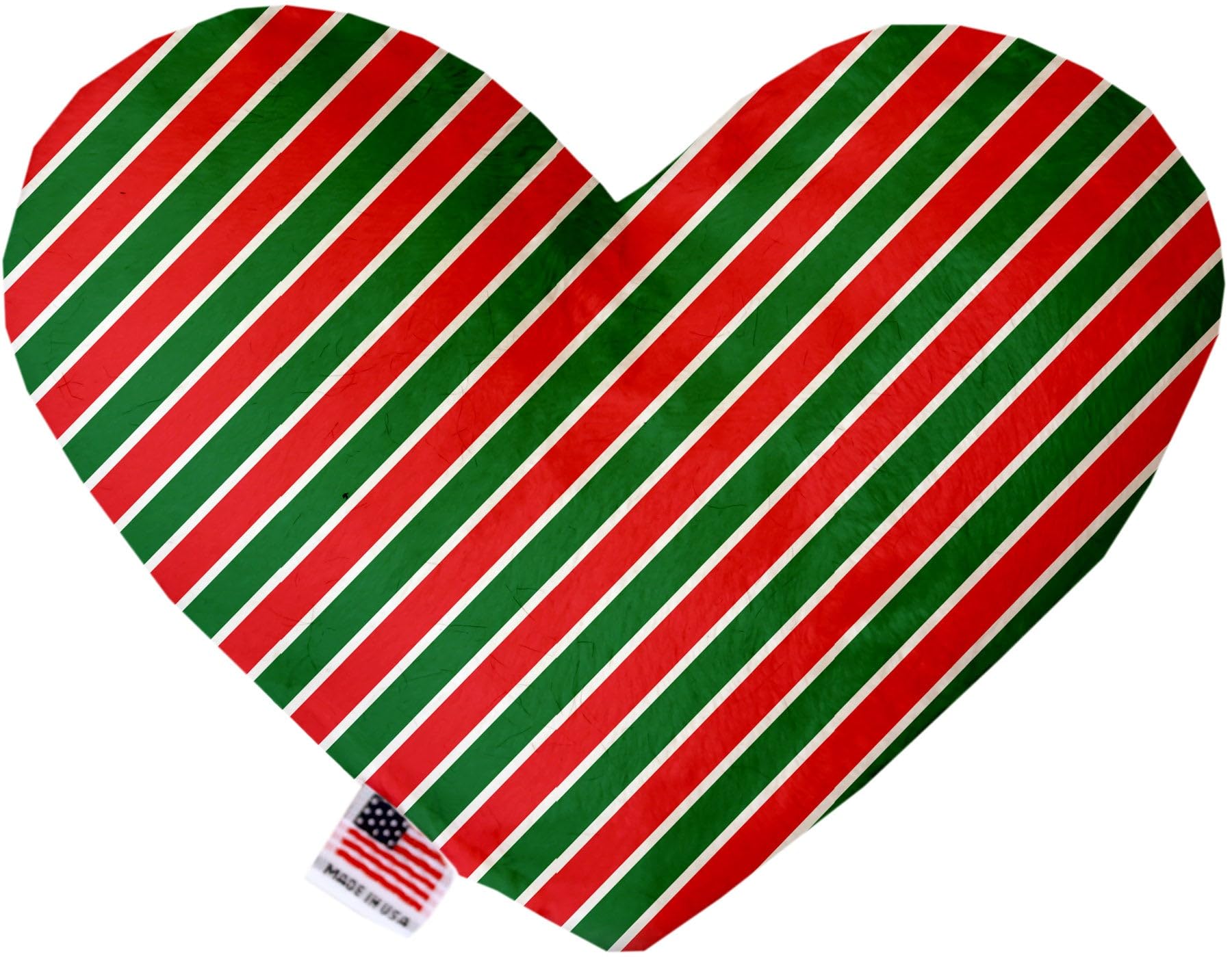 Pet and Dog Plush Heart or Bone Toy, &quot;Christmas Patterns Group&quot; (Available in different sizes, and 11 different pattern options!) Christmas Stripes 6&quot; Plush Heart