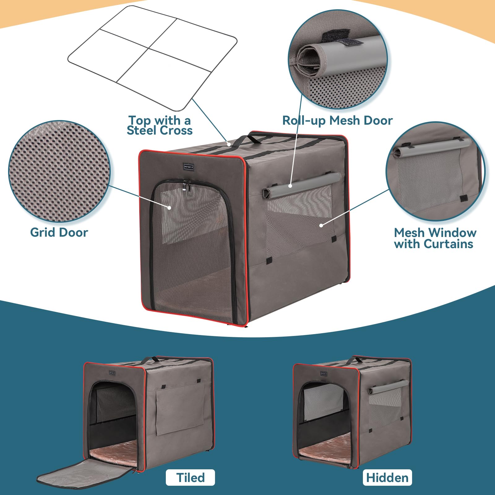 Petsfit Portable Dog Crate, Collapsible Dog Crate - 24 Inch With Thicken Mat, Easy To Fold, Sturdy And Portable, Perfect For Tra