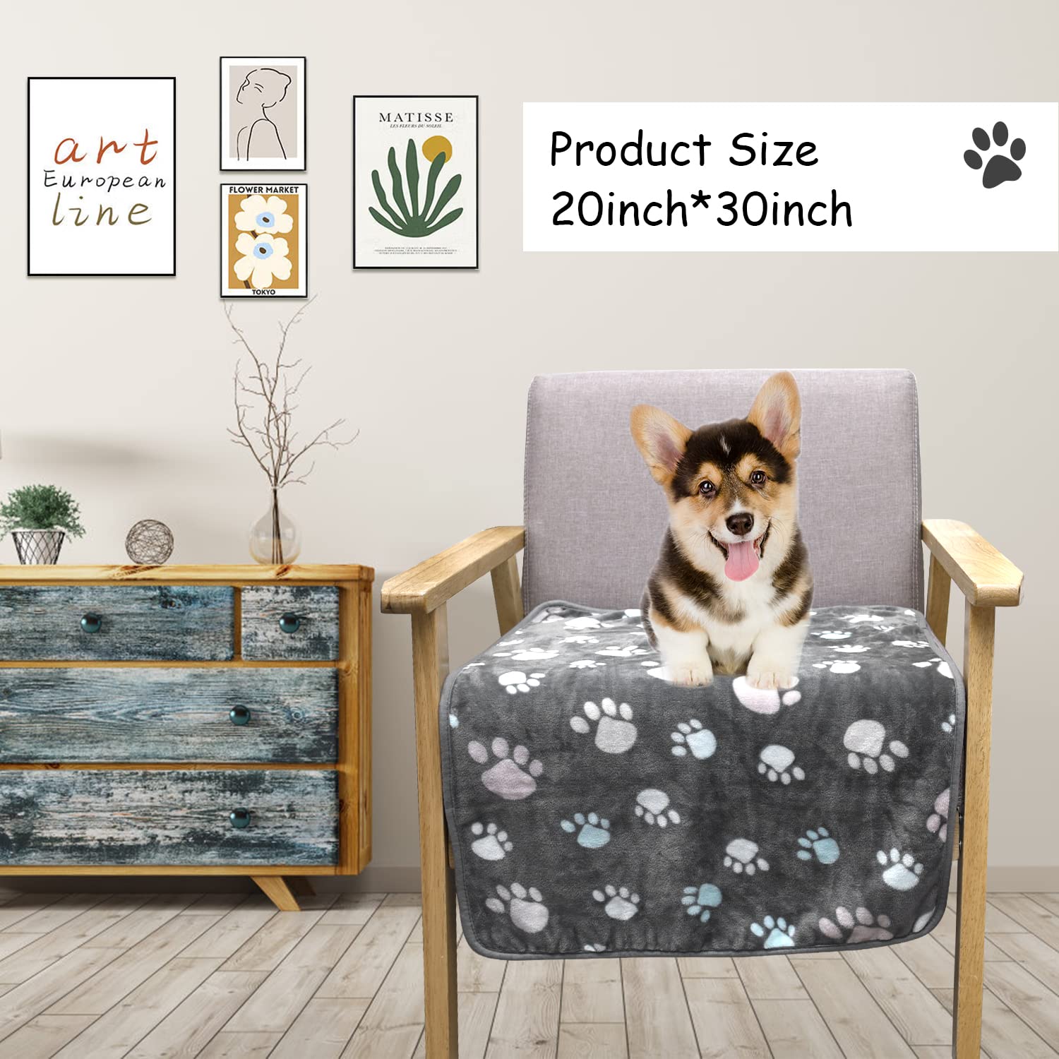 1 Pack 3 Super Soft Fluffy Premium Fleece Pet Blankets - Flannel Throw For Dogs, Puppies & Cats - Grey, 30X20Inch