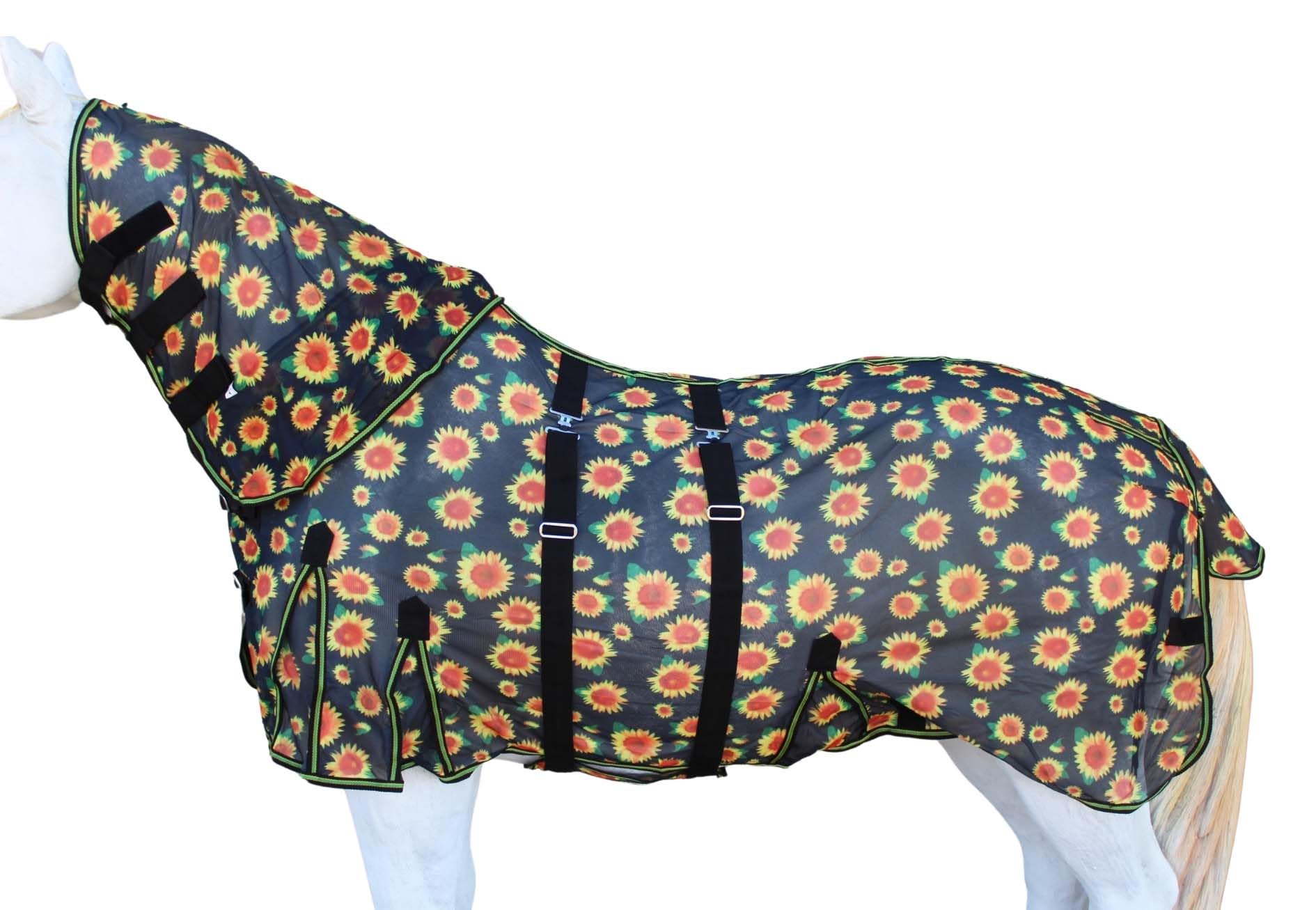 60 Horse Flysheet Summer Spring Airflow Mesh Removable Neck Sunflower 73158
