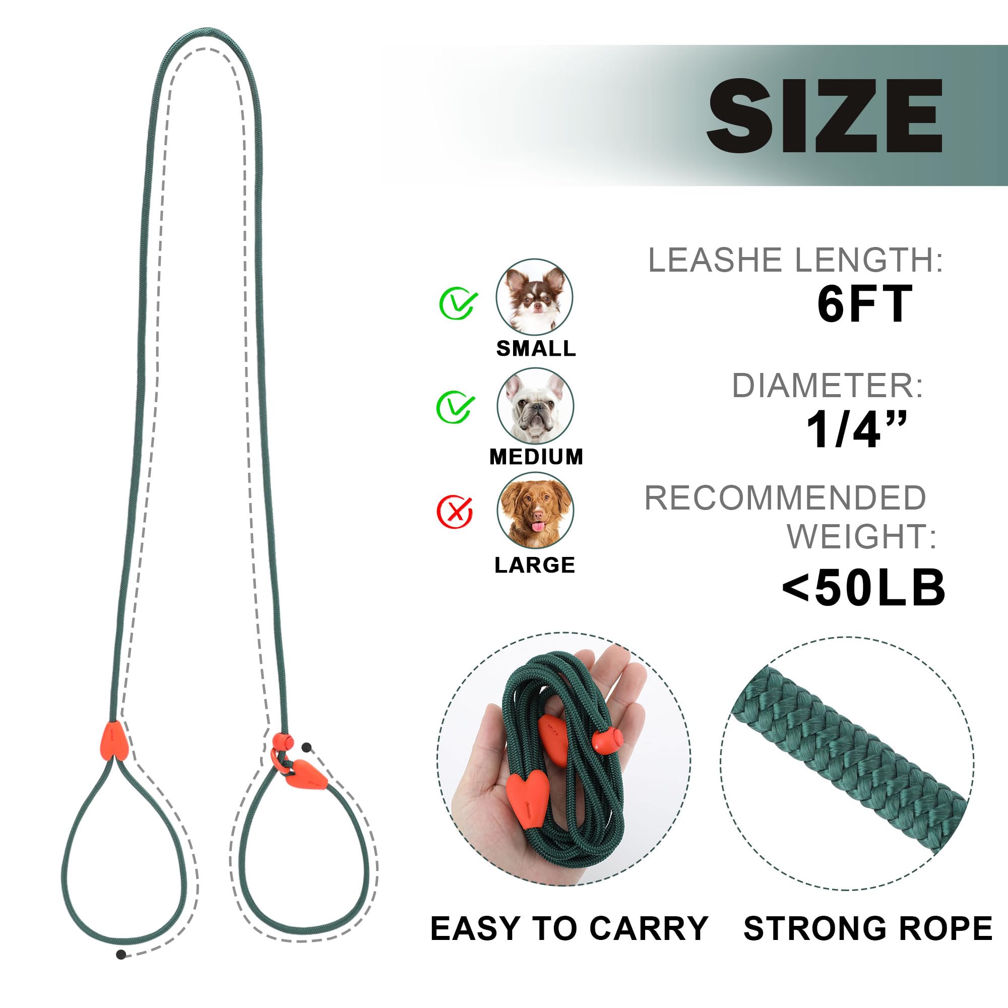 Slip Lead For Dogs Dog Leash Dog Leash For Small Medium Dogs Puppy Leash 6Ft 6 Colors Strong Nylon Dog Training Leash No Pull Ro