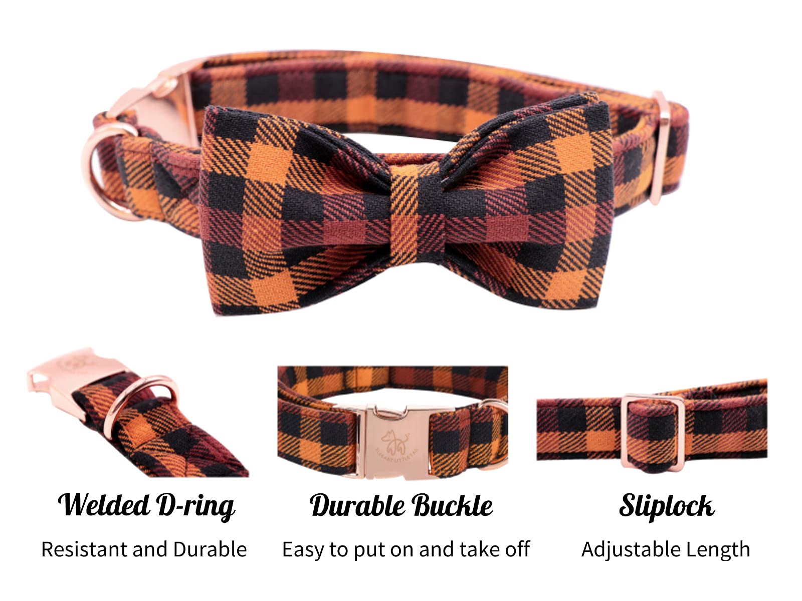 Elegant Little Tail Dog Collar With Bow, Bowtie Dog Collar, Adjustable Fall Dog Collars For Small Medium Large Dogs
