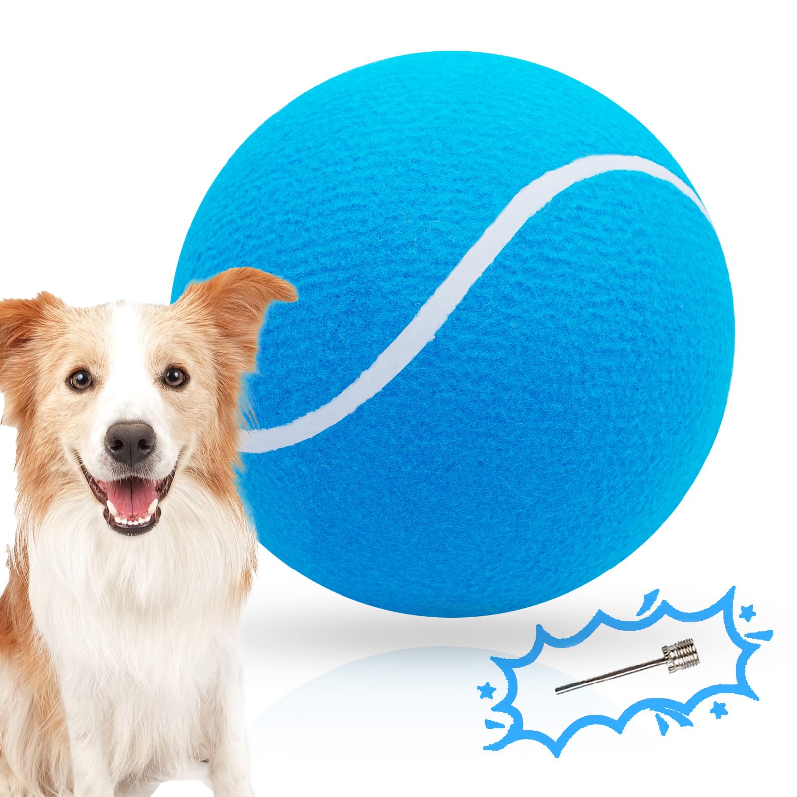 Large Dog Tennis Ball,9.5'' Giant Doy Sport Ball Toy,Pet Birthday Gifts Interactive Dog Toys For Small Medium Large Dog (Sky Blu