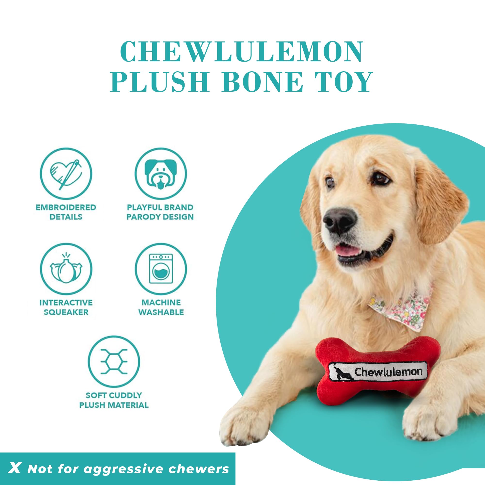 Haute Diggity Dog Chewlulemon Bone, Plush Designer Dog Toys With Interactive Squeaker, Stimulating Pet Enrichment, Machine-Washa