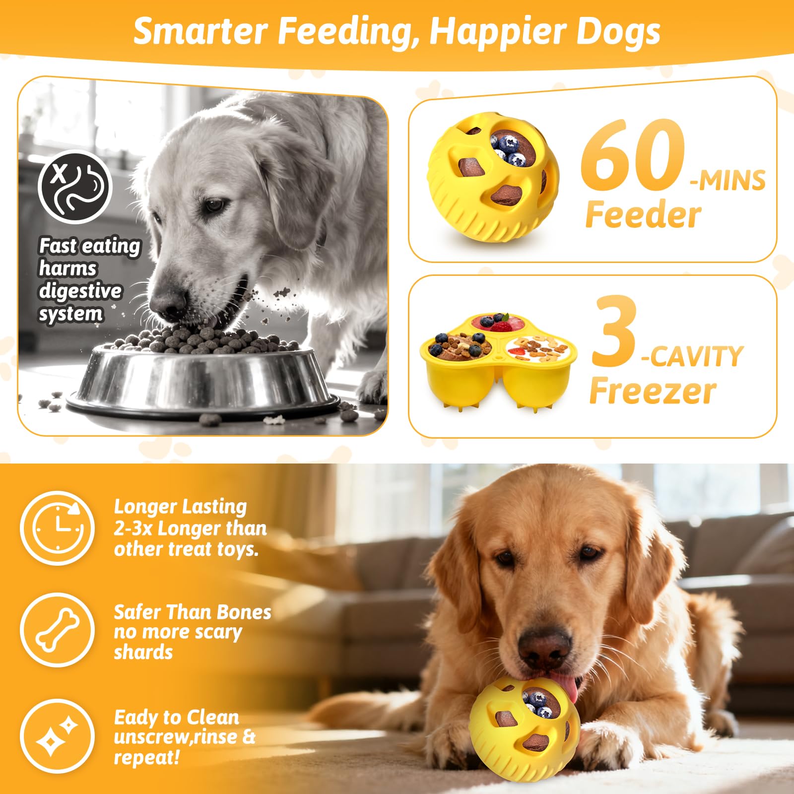 MASHDE Treat Dispensing Dog Toys & Dog Puzzle Toy to Keep Them Busy, Bite and Brush Dental Toy for Medium Large Dogs Bathing Gro