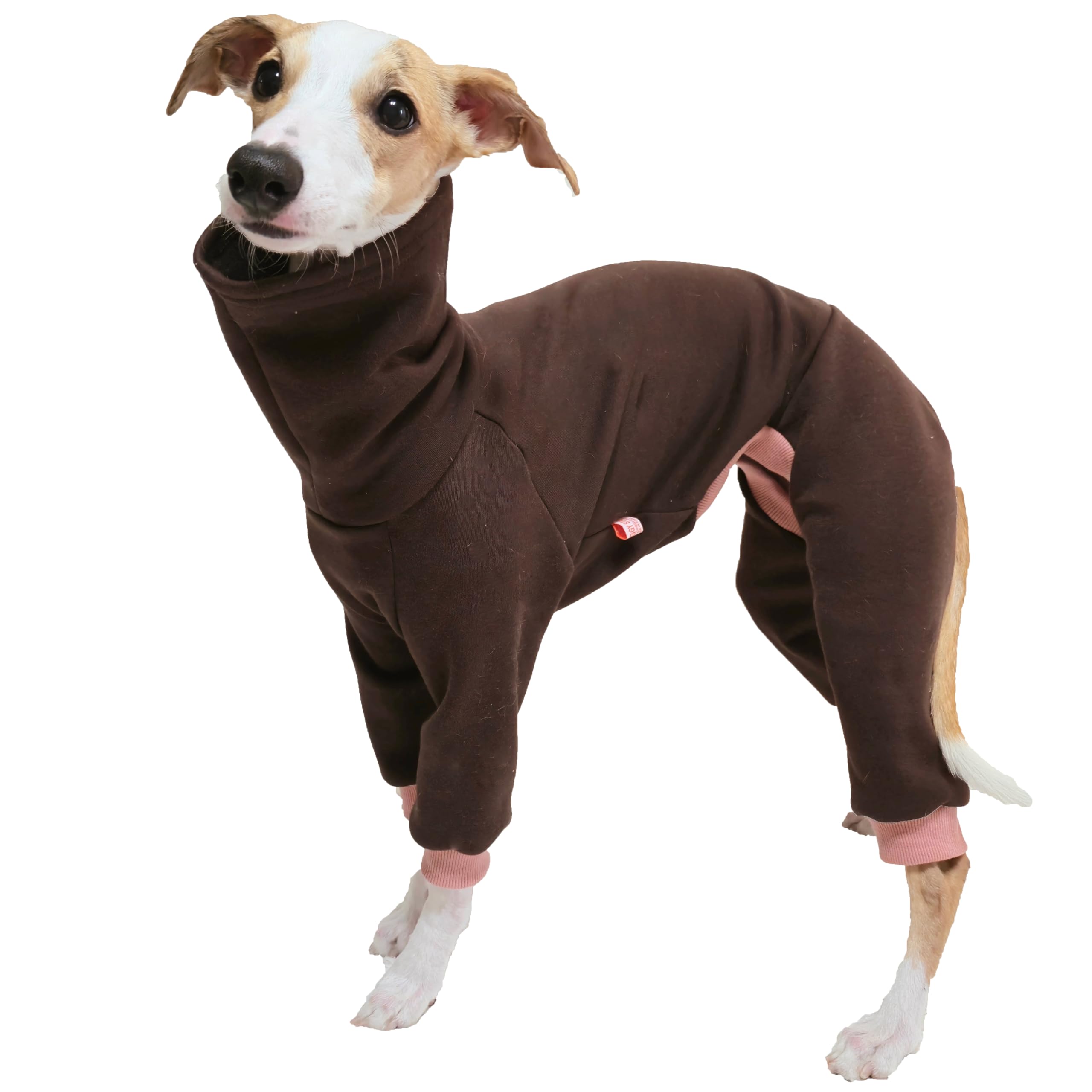 D Doggy Star Italian Greyhound Clothes Strechy Fleeced Lining Simple Onesie Whippet For Dog Coat (3Xl,Simple Brown)