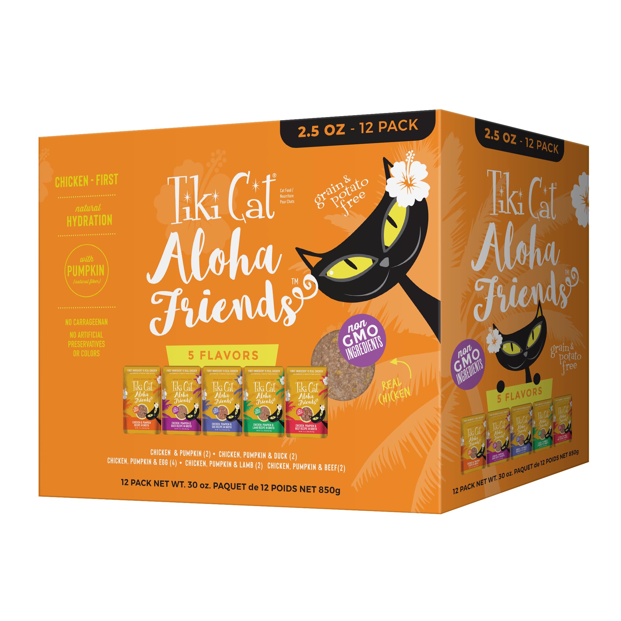 Tiki Cat Aloha Friends Variety Pack, Meaty Flavors Mixed with Pumpkin, Wet, High-Protein & High-Moisture Cat Food, For All Life 