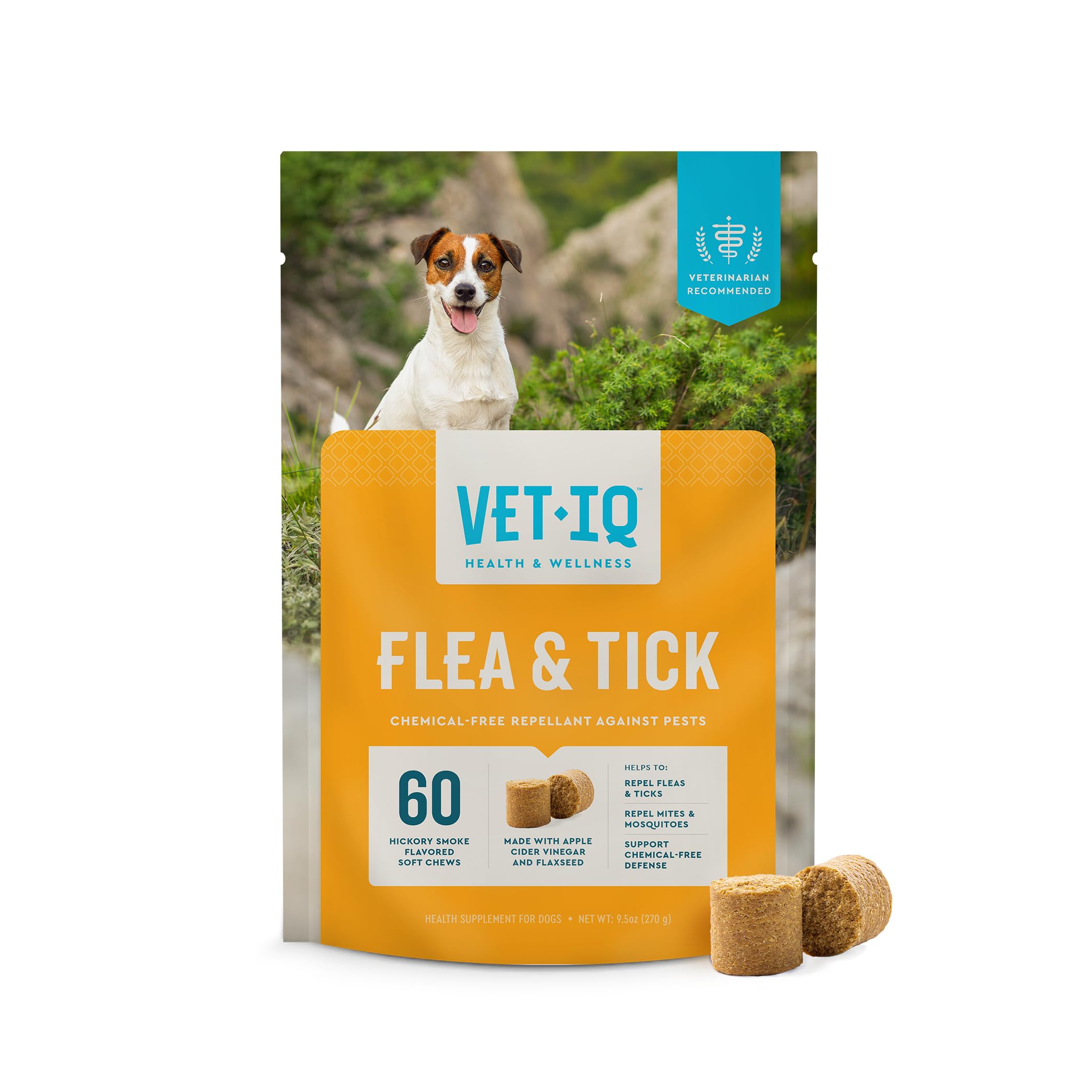 VetIQ Flea & Tick Support for Dogs, Flea and Tick Chewable for Dogs, Supports Dogs Natural Flea Defenses, Free of Added Chemica