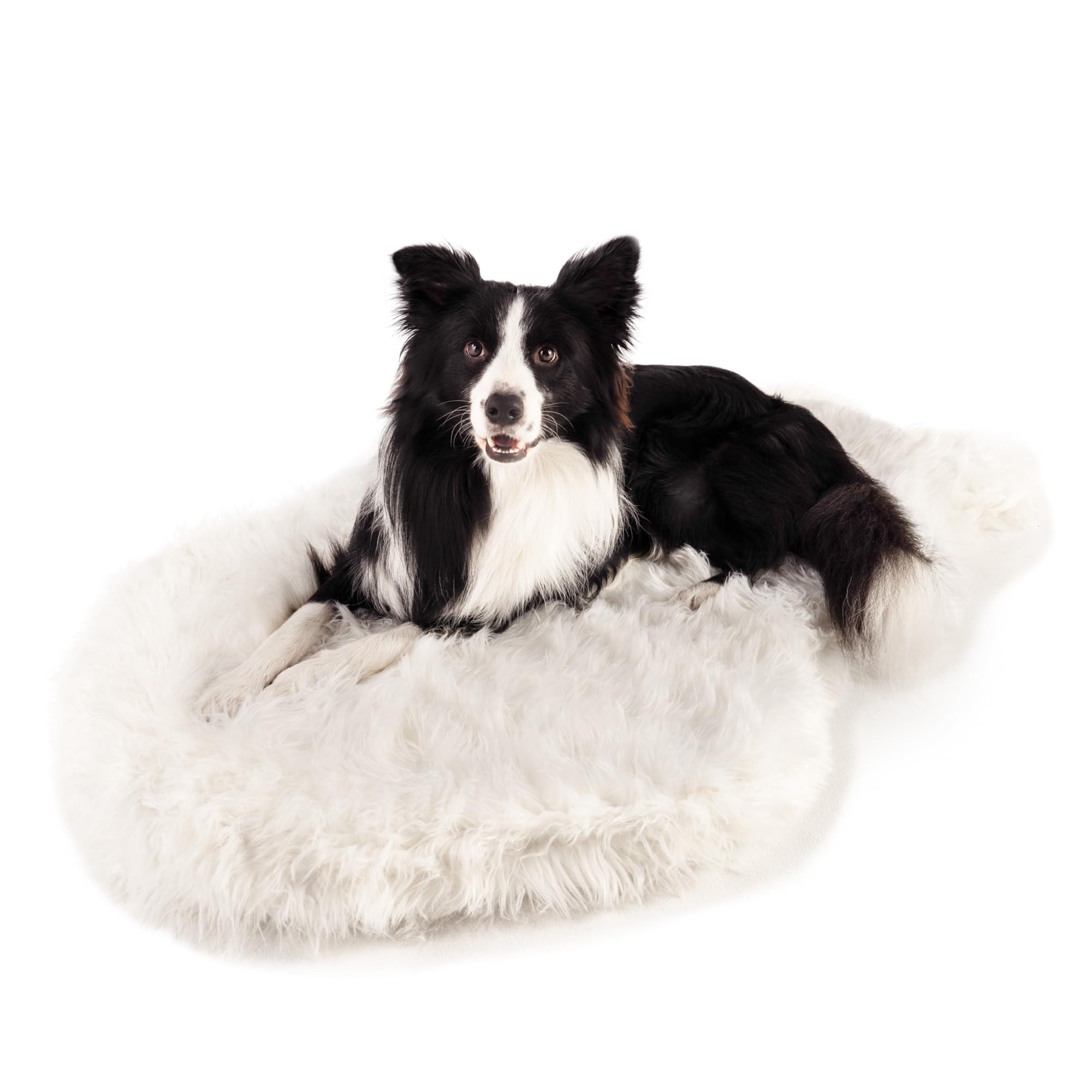Puprug Orthopedic Dog Bed For Large Dogs With Fluffy Soft Faux Fur And Memory Foam For Joint Pain Relief, Machine Washable And Waterproof Couch Bed, Polar White, Large/Extra Large