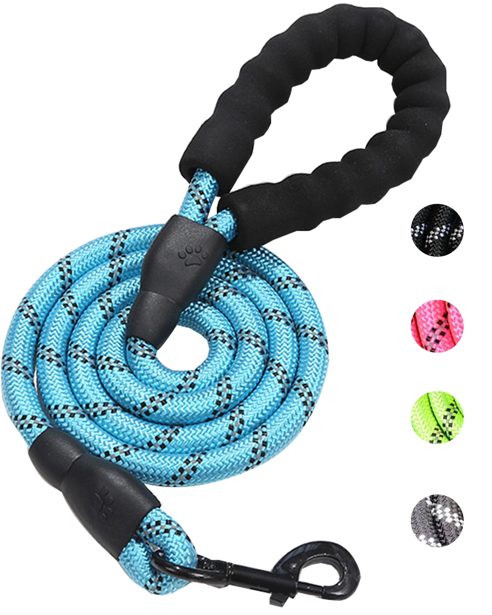 Petank Rope Dog Leash 4 Ft With Comfortable Padded Handle And Highly Reflective Threads For Small Medium Dogs (Blue, 4Ft*1/2)