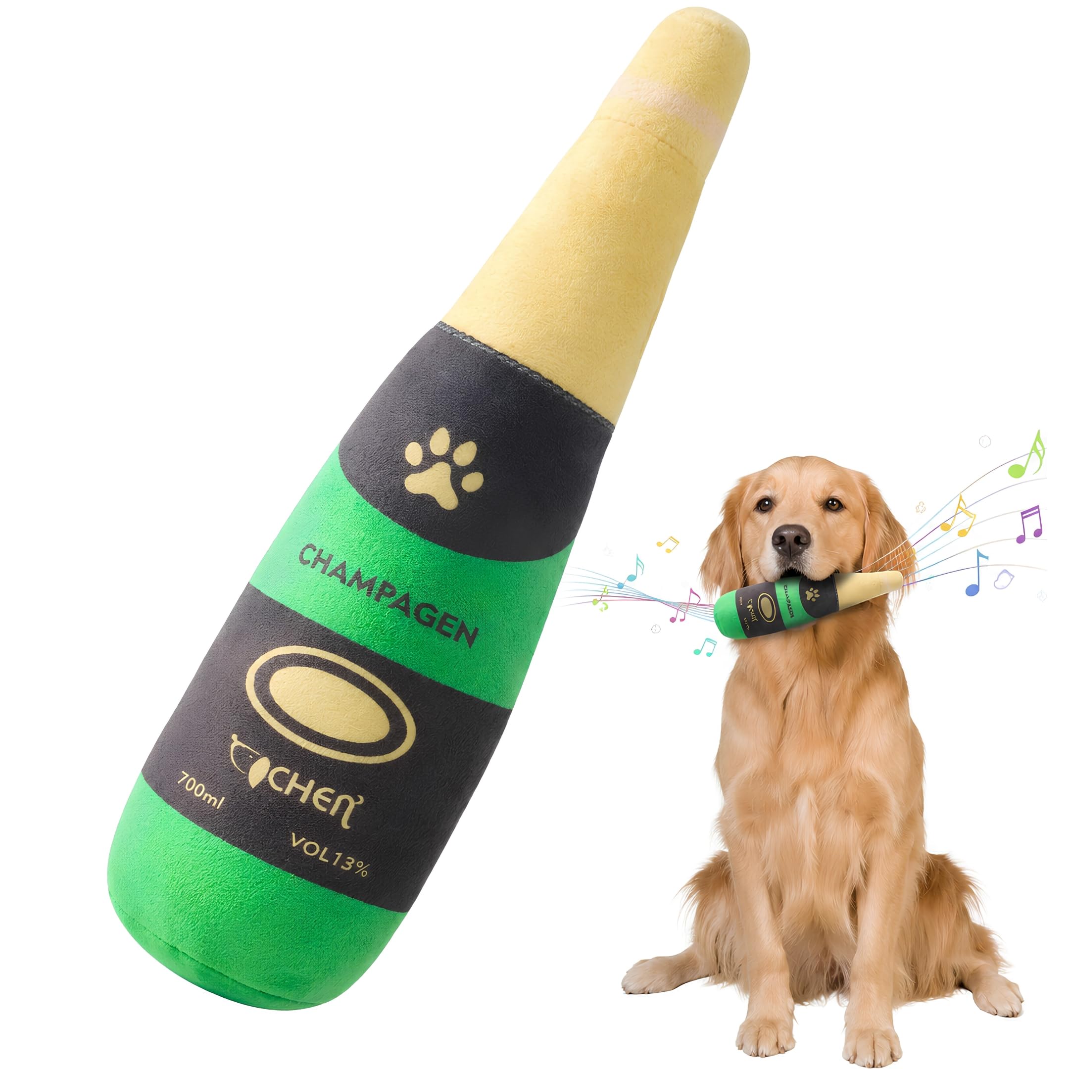 Sniffytails Squeaky Bottle Plush Dog Toy, 28Cm  Durable Interactive Chew Toy With Squeaker For Puppies,Small,Medium And Large D