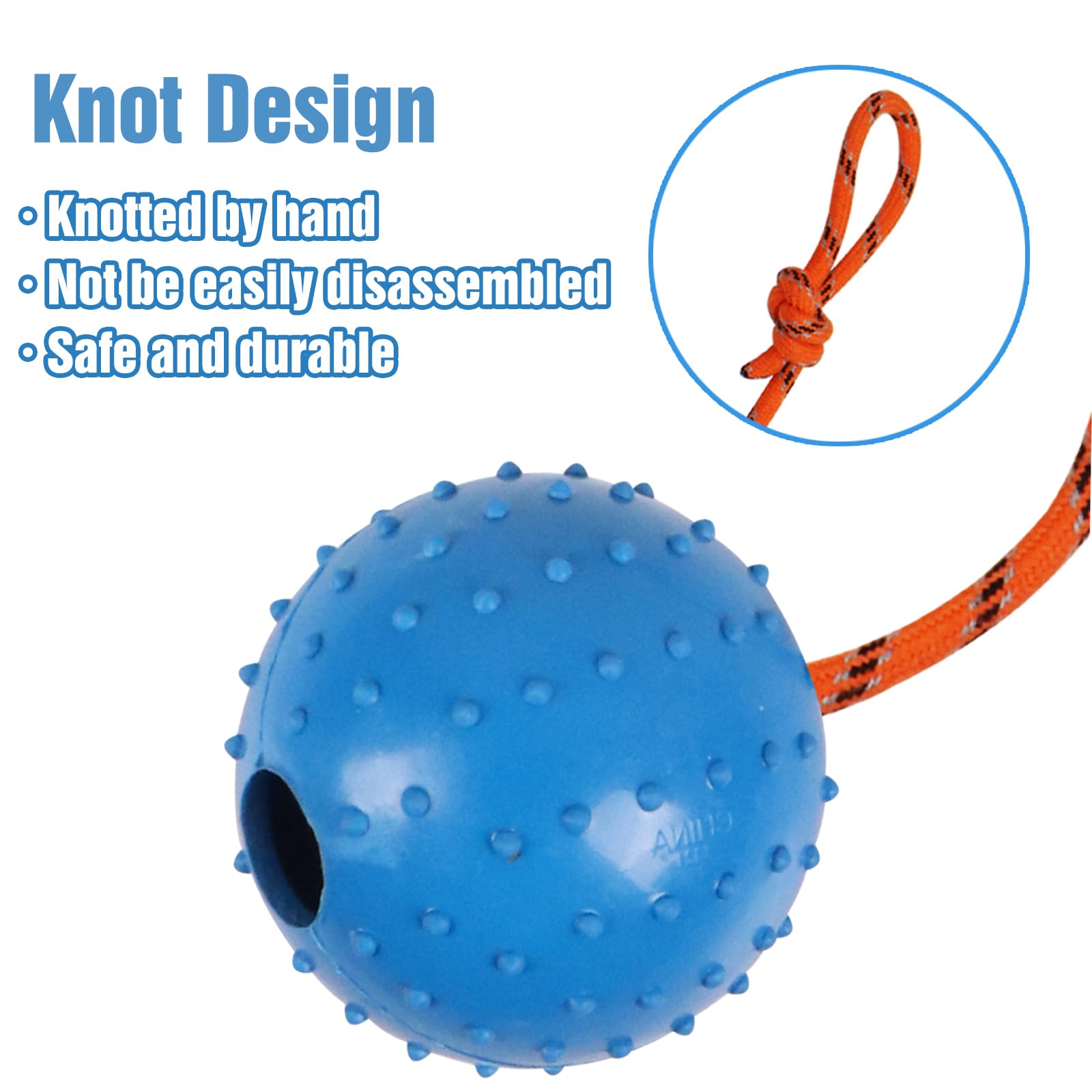 Nevperish 2 Pack Dog Ball, K9 Ball On Rope For Reward, Fetch, Play (Blue And Red)