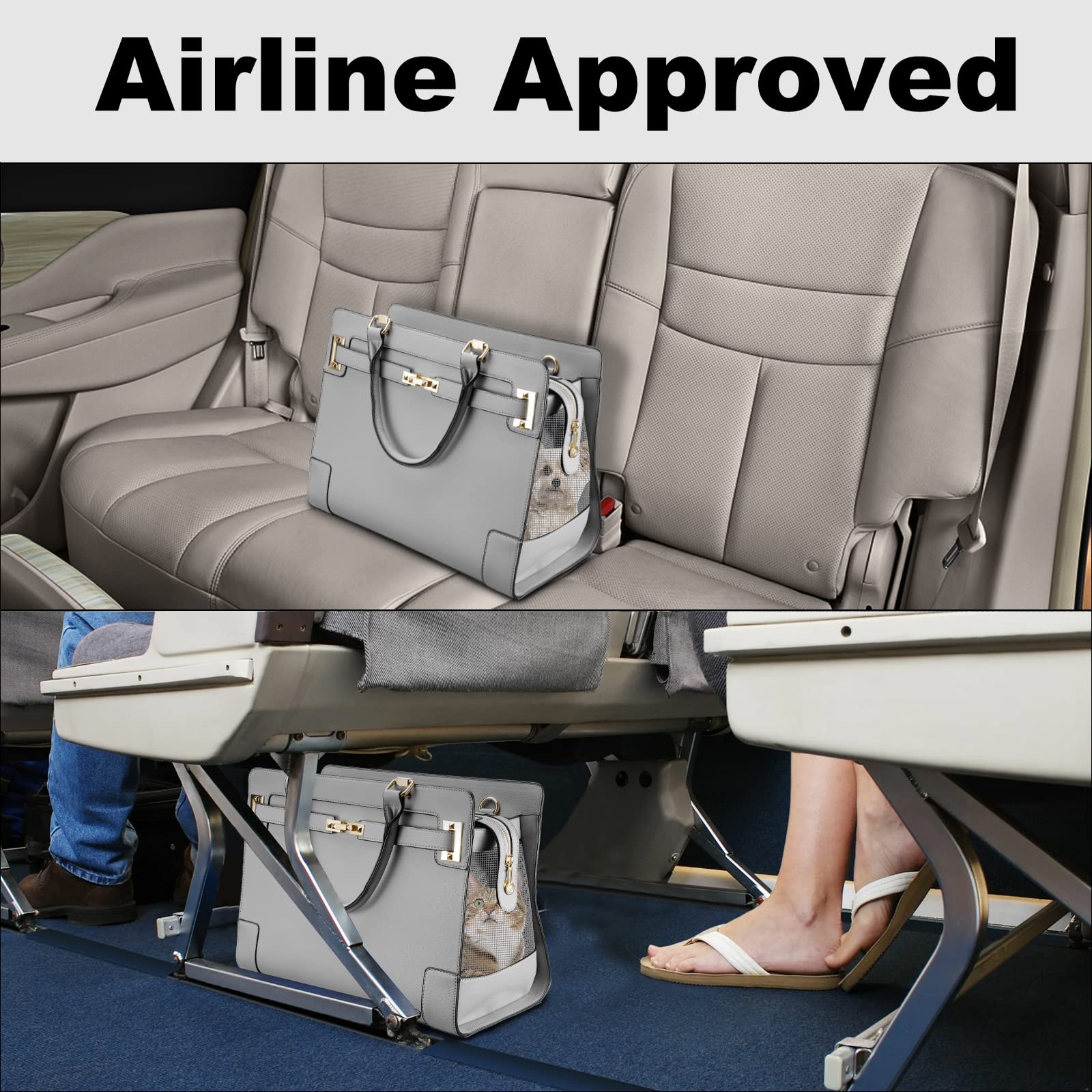 NewEle Fashion Dog Purse with Shoulder Strap, Holds Up to 7lbs Quality PU Leather Pet Carrier, Cat Carrier, Airline Approved Pup