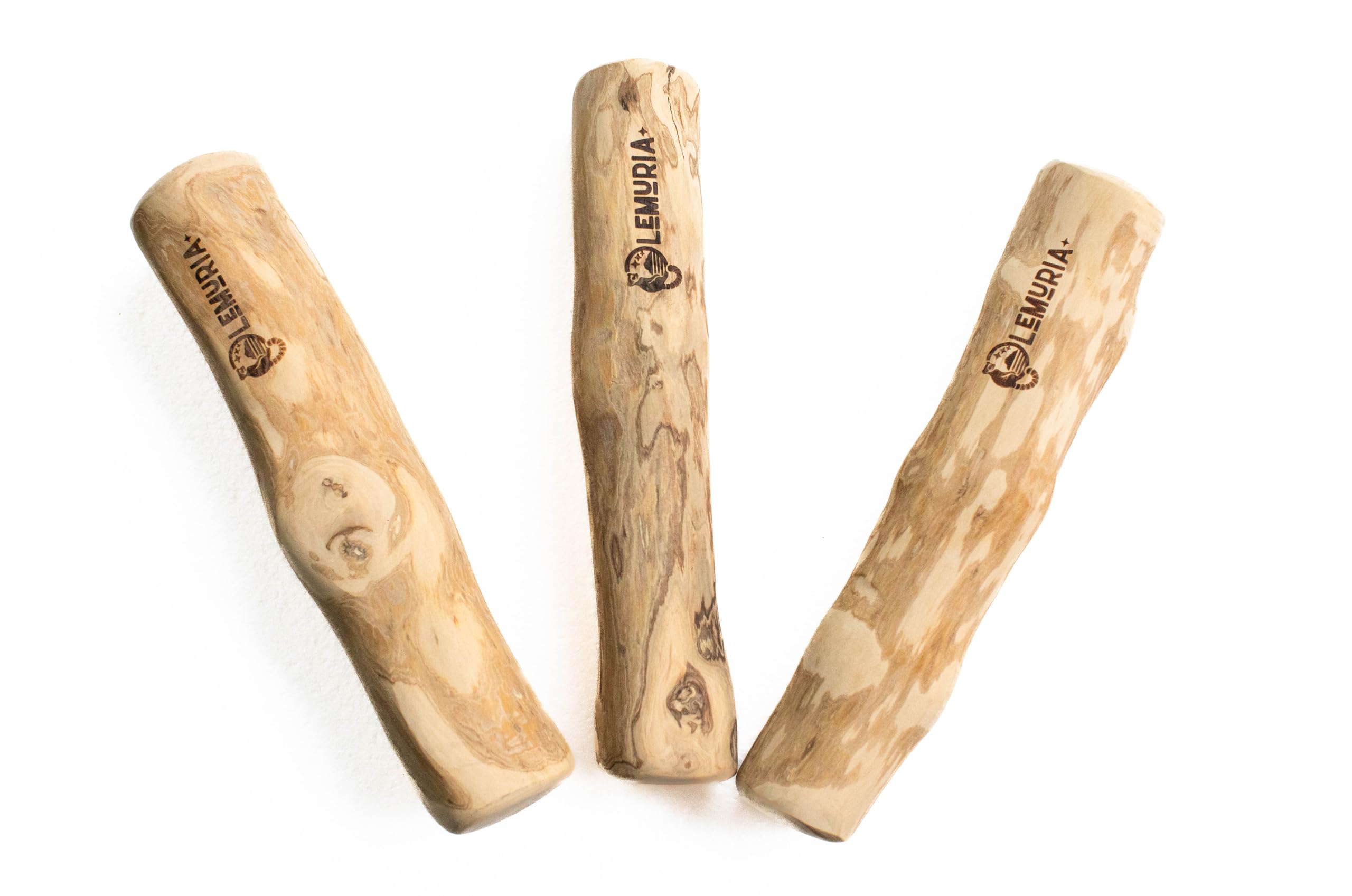 lemuria Dog Chew Toy Set - 3 Natural Wooden Bone Sticks, Extra Large, Safe for Teeth, Stress Relief for Large Dogs
