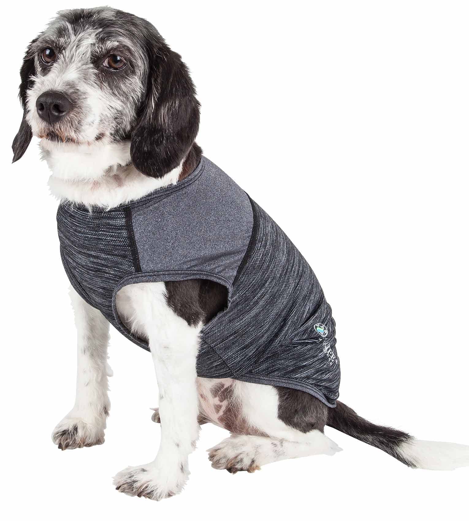 Pet Life Active 'Aero-Pawlse' Heathered Quick-Dry And 4-Way Stretch-Performance Dog Tank Top T-Shirt(D0102H7Luh7.)