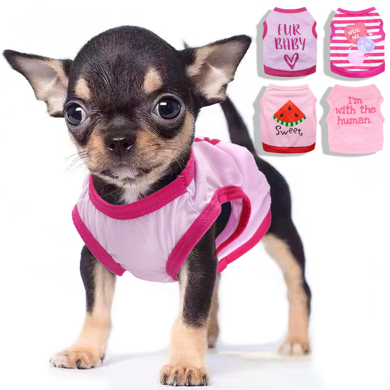 4 Pieces Dog Shirts Cute Princess Summer Outfit Pet Puppy Shirt Dog Clothes For Small Medium Dogs Cats Girl, Pink, Medium
