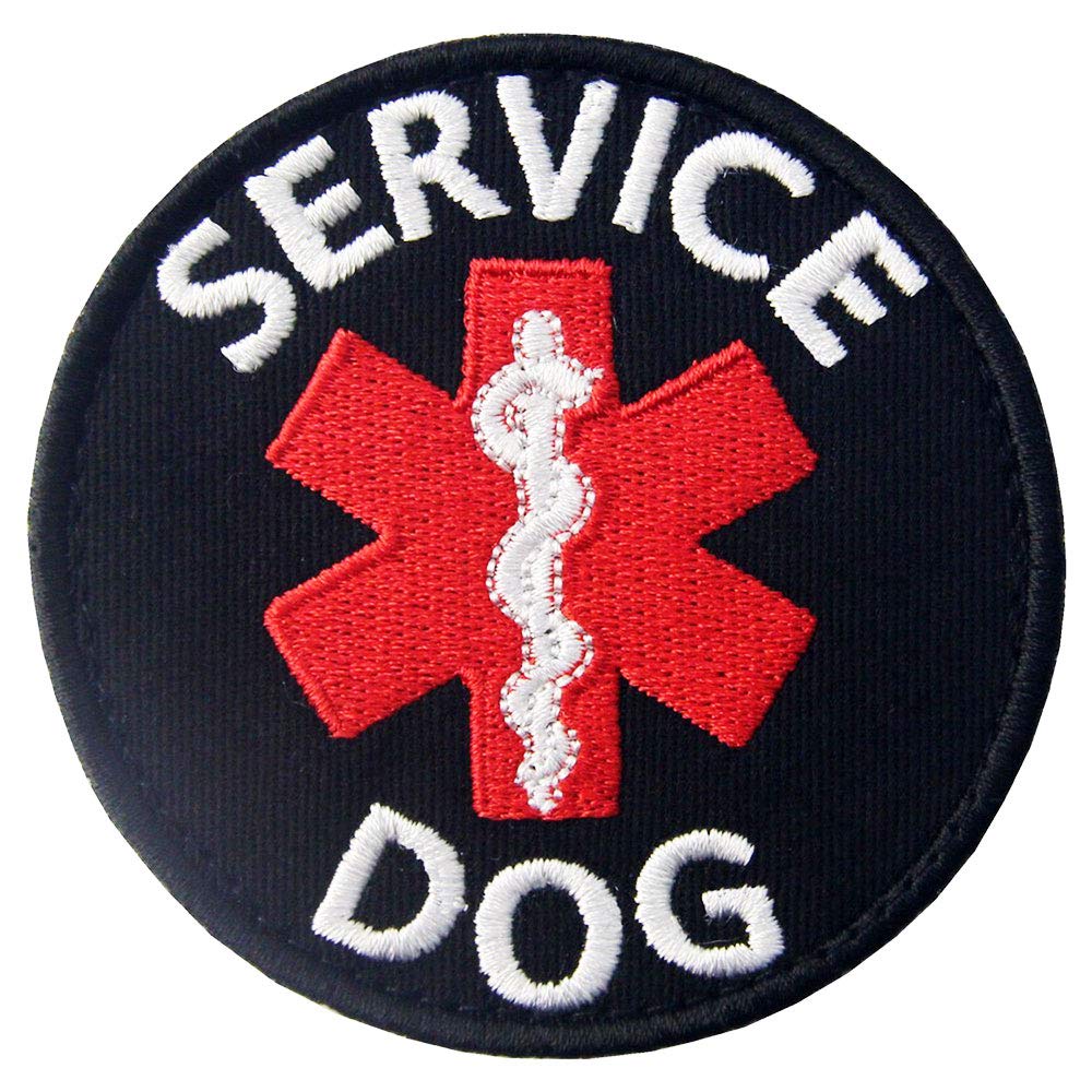 Medical Service Dog Patch, Round Embroidered Tactical Patch With Hook & Loop For Dog Harness Vest Collar