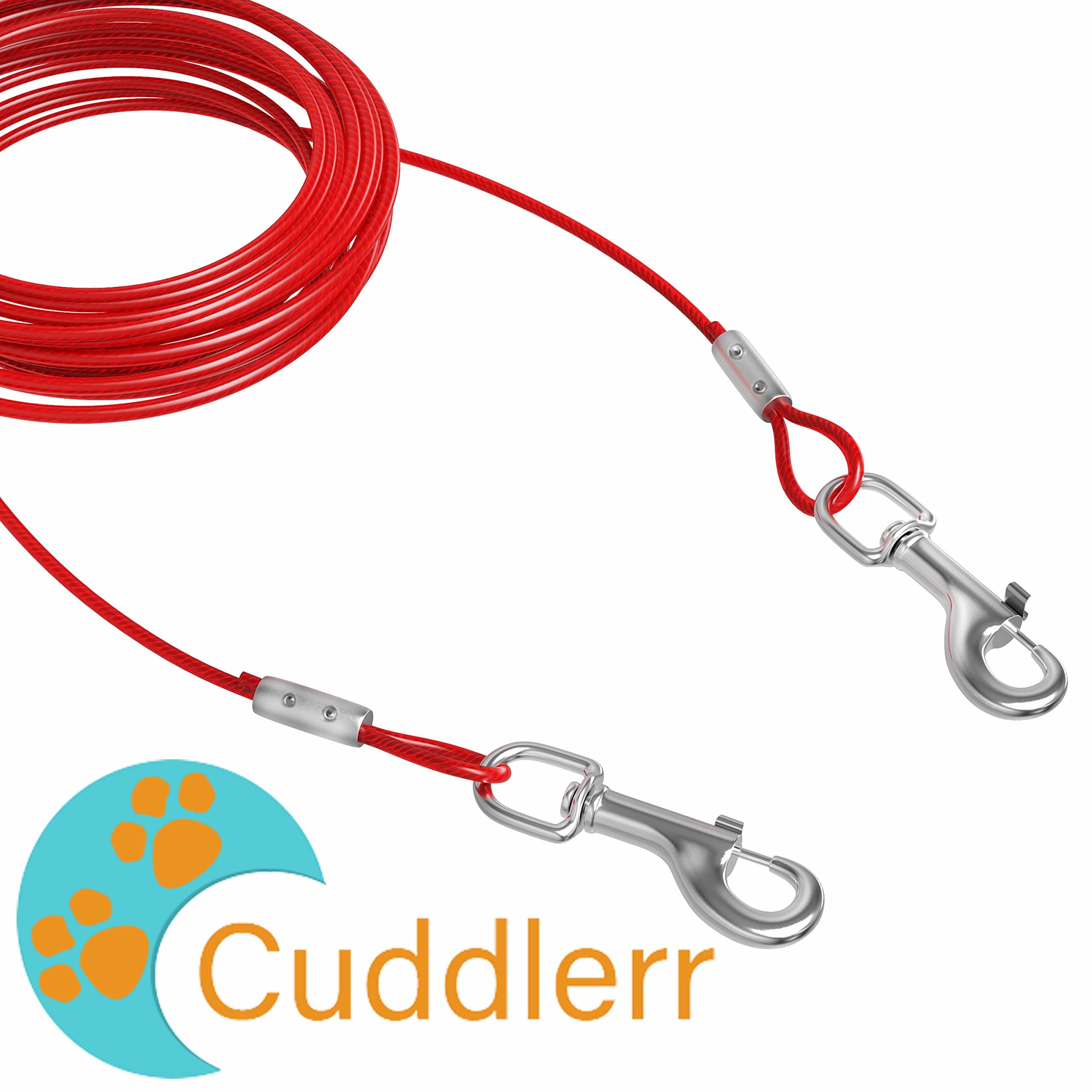 20Ft Dog Tie Out Cable With 16' Chrome Plated Anti-Rust Stake - Perfect Heavy Duty Dog Chain With Dog Stake For Outdoor Yard Camping & Garden, Compatible With Harness, Leash & Chain Attachments