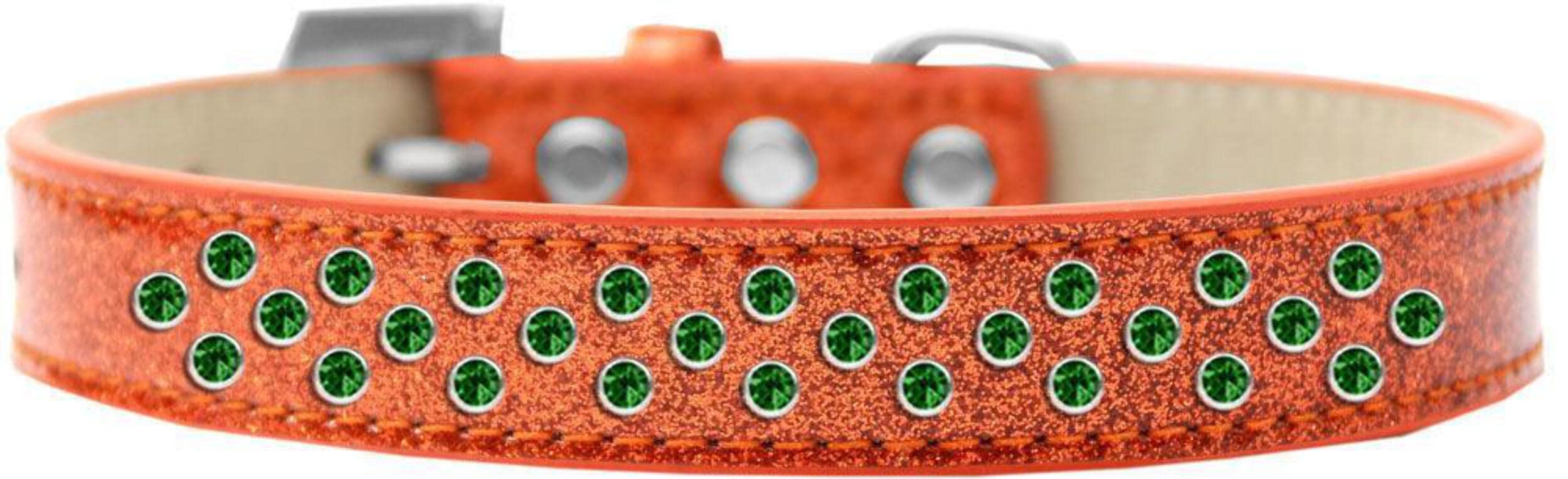 Dog, Puppy & Pet Ice Cream Collar, Emerald Green Crystal Rimsets Sprinkles Orange 12