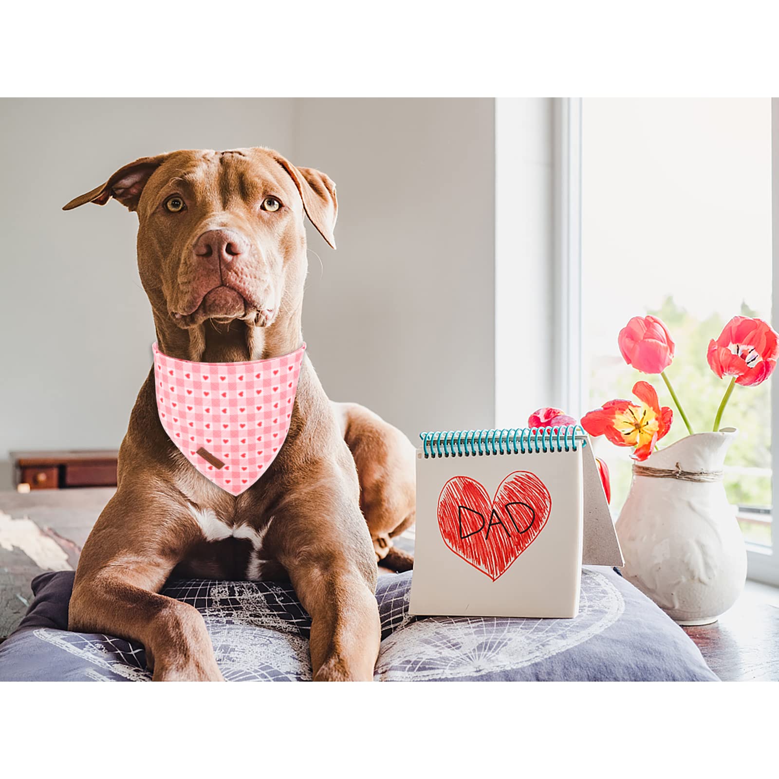 Up Urara Pup Valentine’S Day Dog Bandana, Valentine Triangle Bid Scarf For Girl Boy Medium Large Dogs, Adorable Puppy Wedding & Valentine’S Day Bandana, Cute Soft Cotton Pet Kerchief